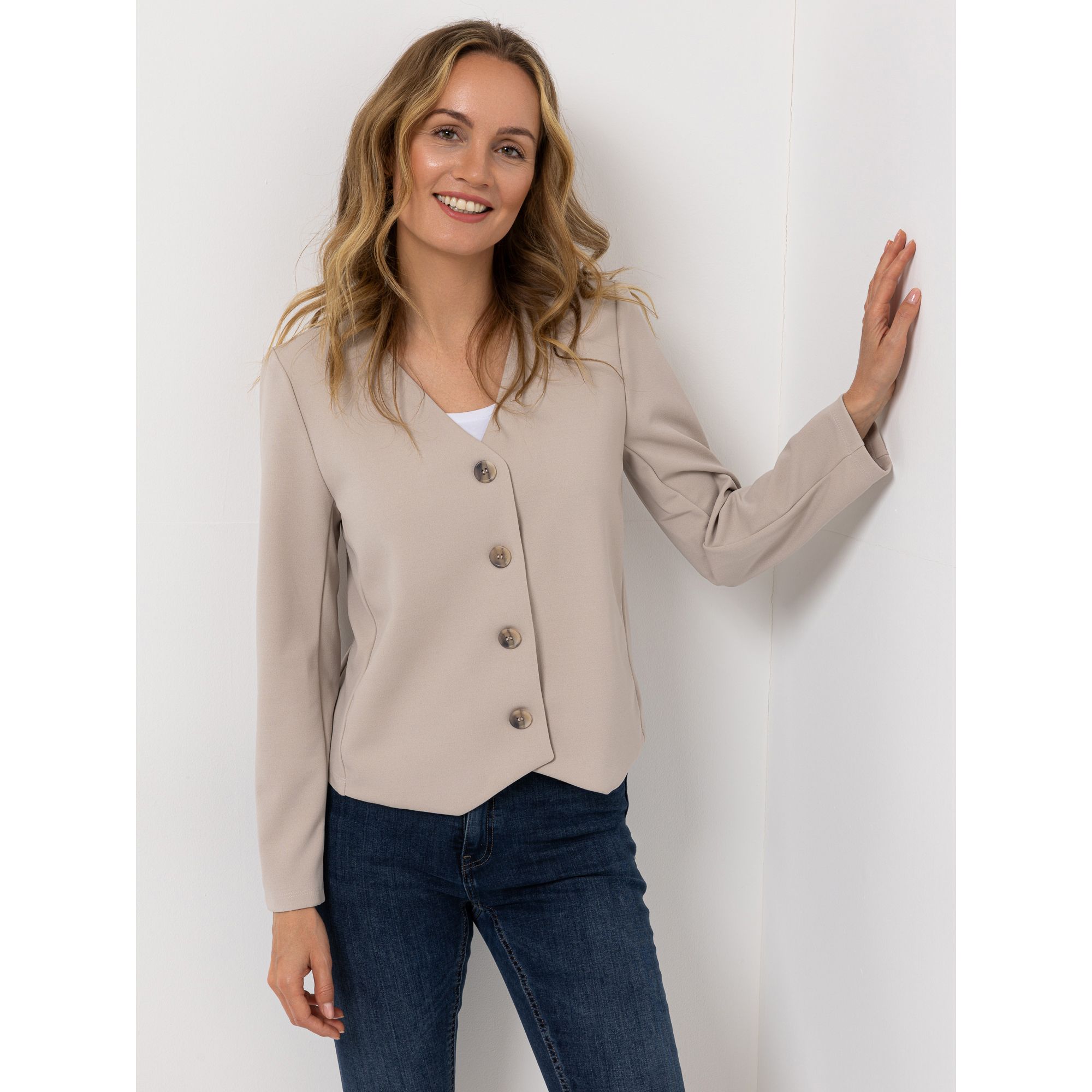 B-Ware KIM & CO. Blazer-Jacke, Langarm Ponti Crepe Jersey Knopfleiste