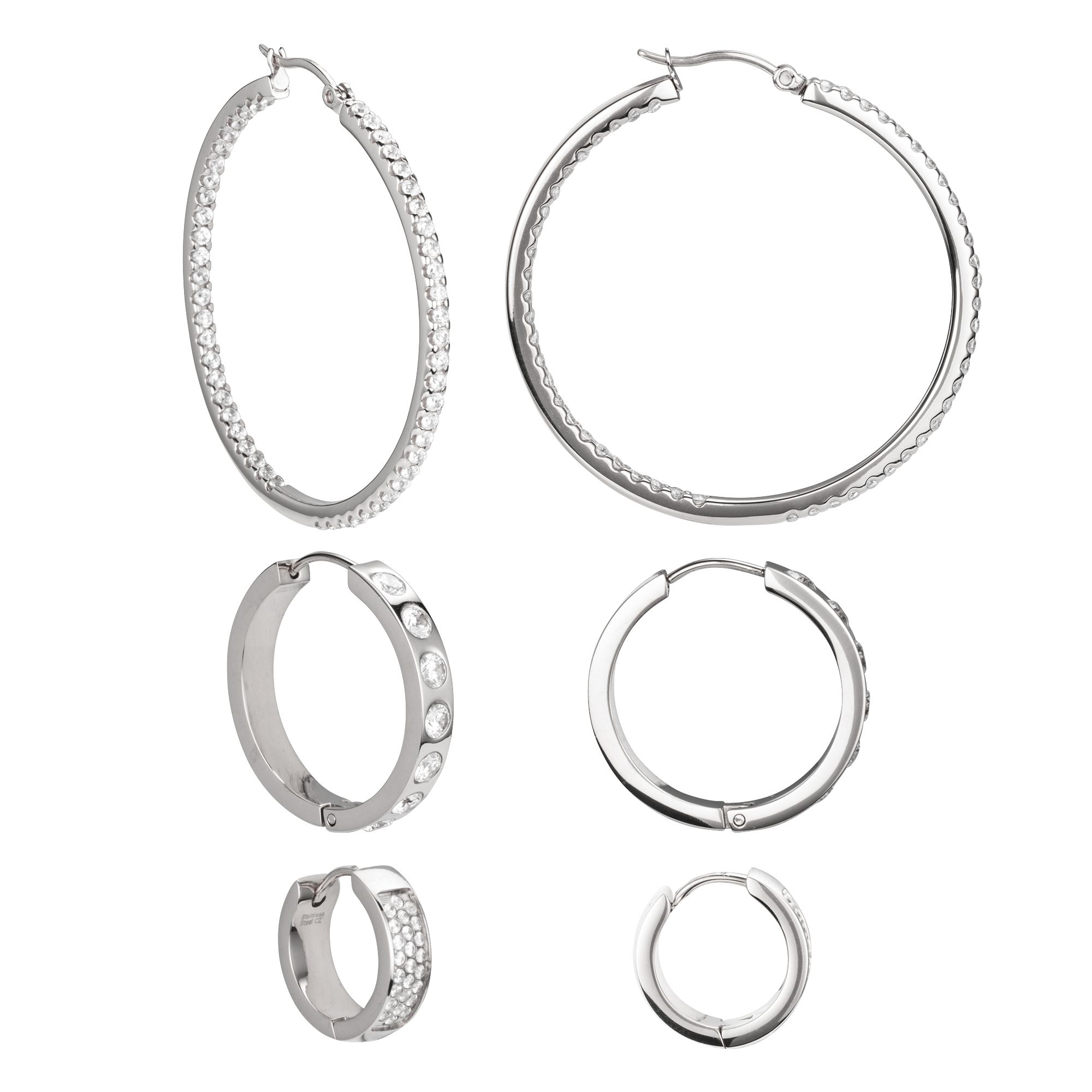 B-Ware DIAMONIQUE® 3tlg.Creolen-Set = 4,83ct Brillantschliff