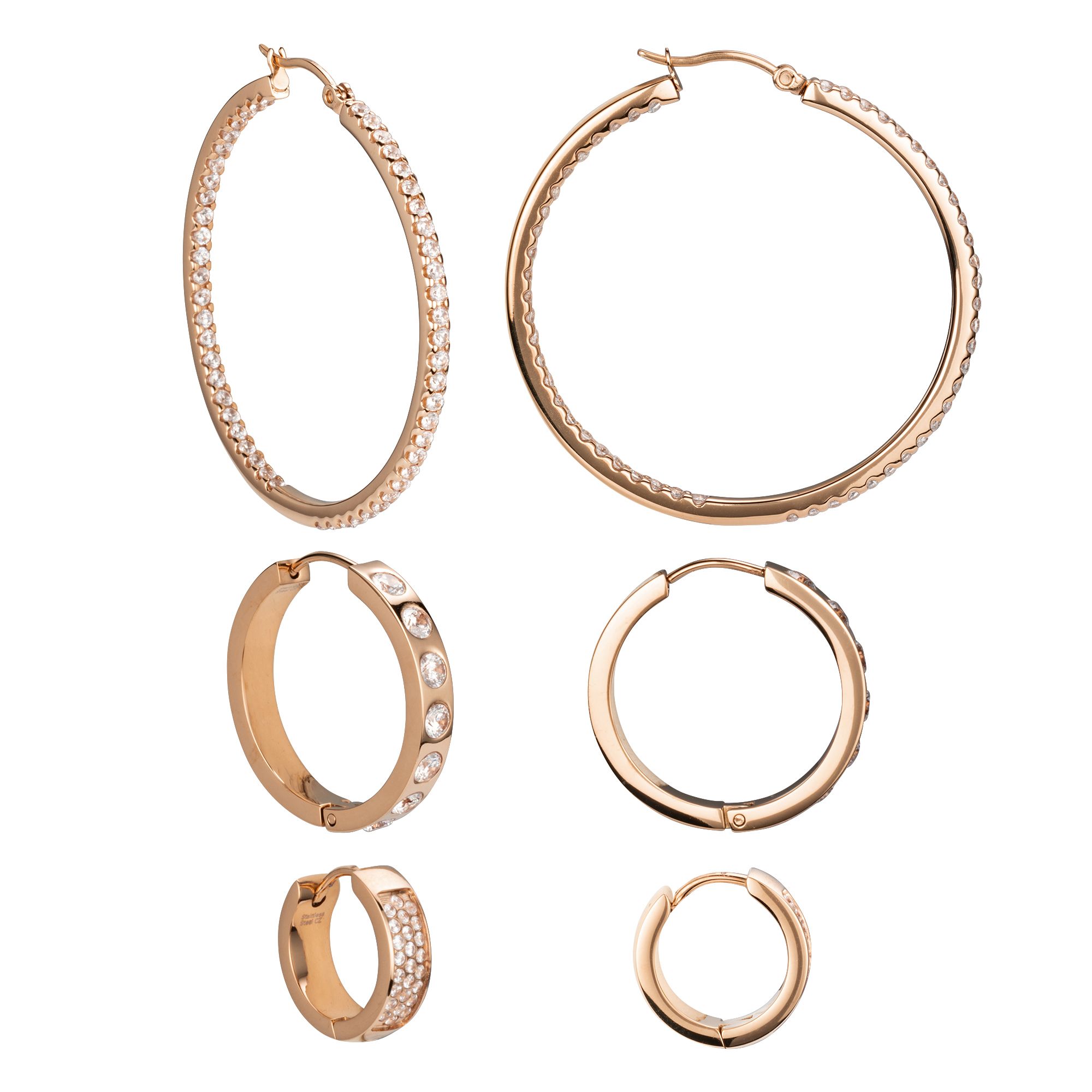 B-Ware DIAMONIQUE® 3tlg.Creolen-Set = 4,83ct Brillantschliff