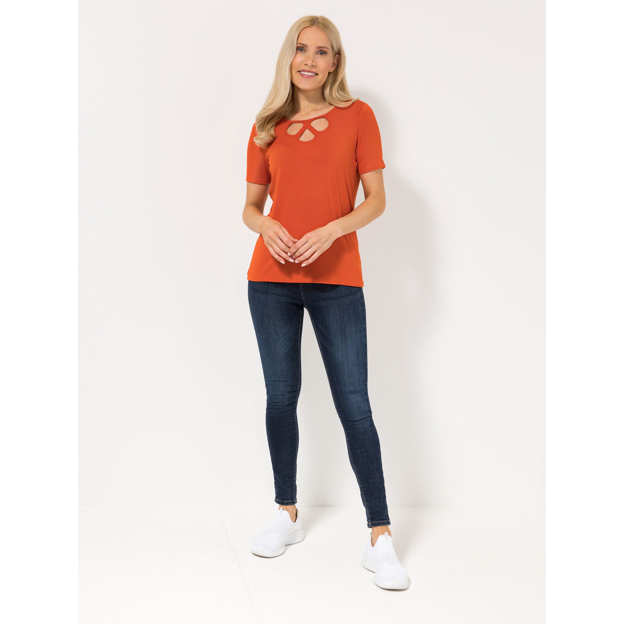 B-Ware VIA MILANO Shirt, kurzer 1/2-Arm Cut-Out Ausschnitt mit ECOVERO Viskose