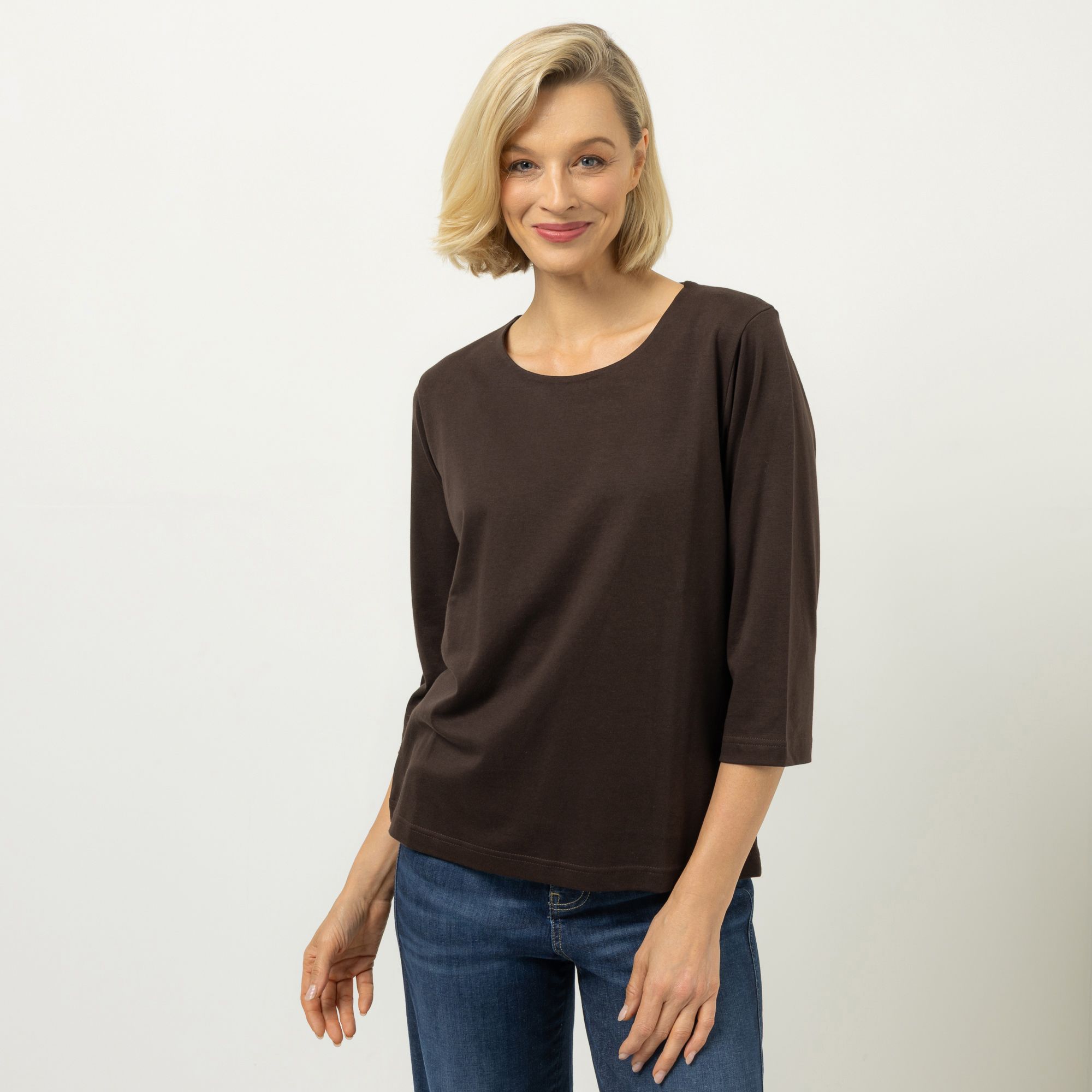 B-Ware ANNA VON GRIESHEIM Shirt, 3/4-Arm Pima Cotton Rundhalsausschnitt