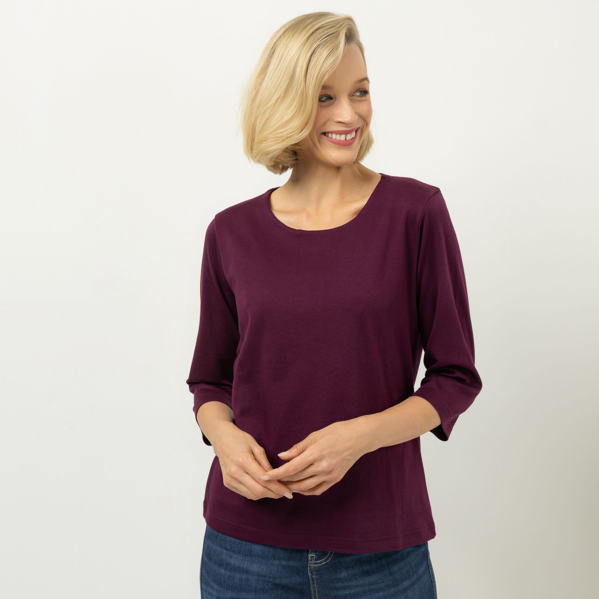B-Ware ANNA VON GRIESHEIM Shirt, 3/4-Arm Pima Cotton Rundhalsausschnitt