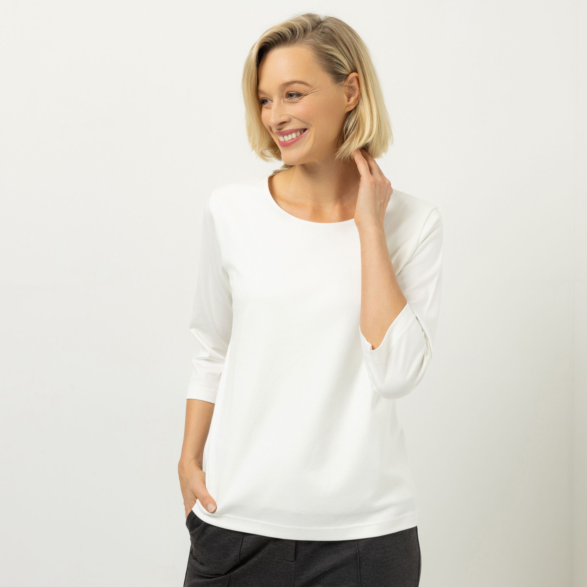 B-Ware ANNA VON GRIESHEIM Shirt, 3/4-Arm Pima Cotton Rundhalsausschnitt
