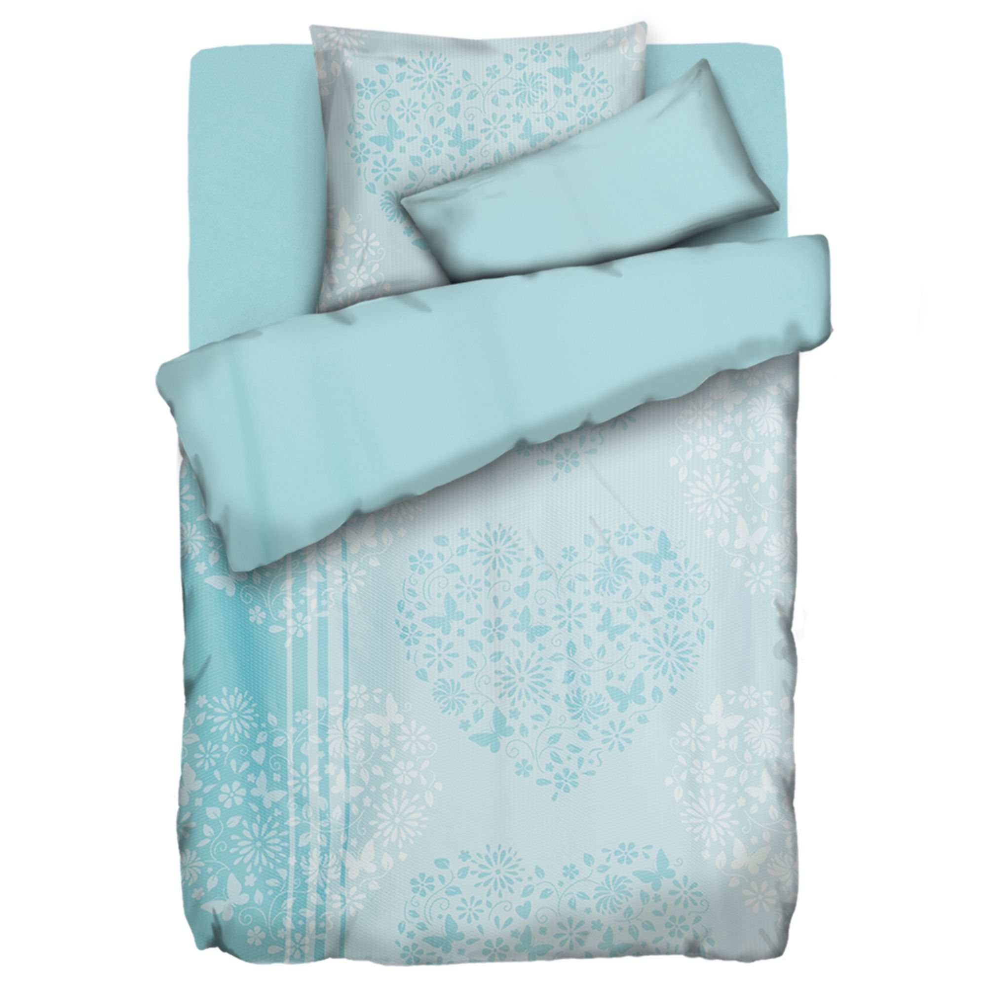 B-Ware SOFT WAVE Wendebettwäsche Ornament-Herzen Einzelbett, 4tlg.