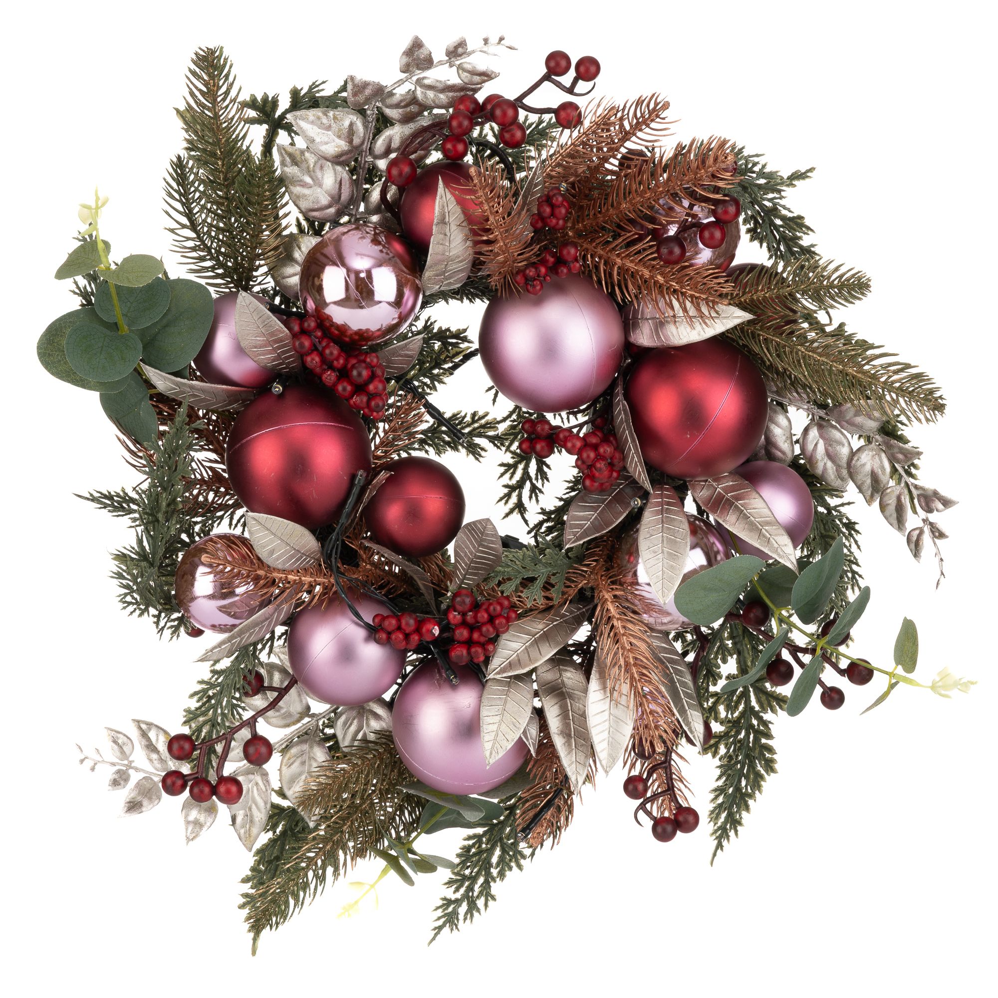 B-Ware LUMIDA Xmas LED-Dekokranz mit Kugeln 6h-Timerfunktion