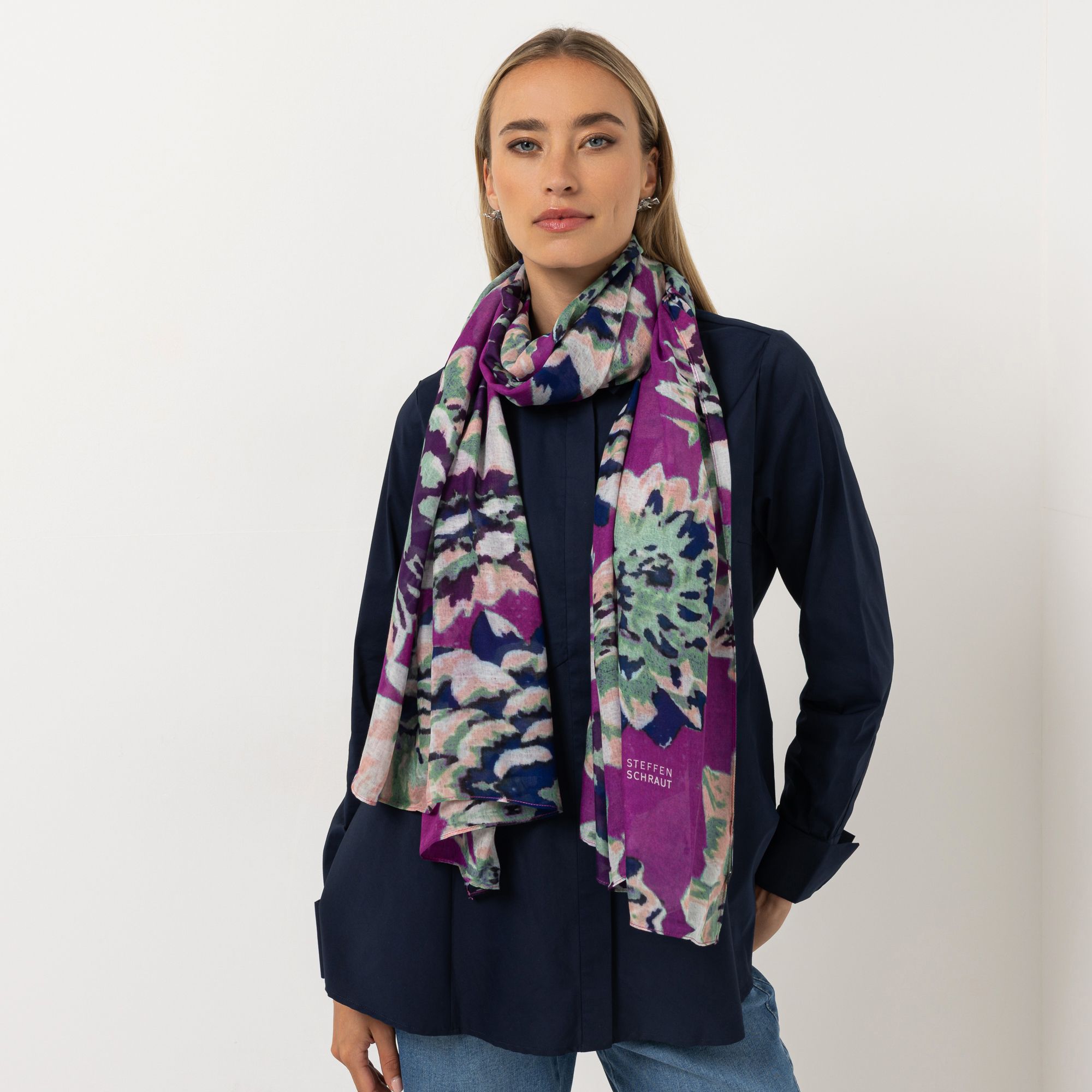 B-Ware STEFFEN SCHRAUT Schal Biarritz Allover-Druck aus ECOVERO Viskose
