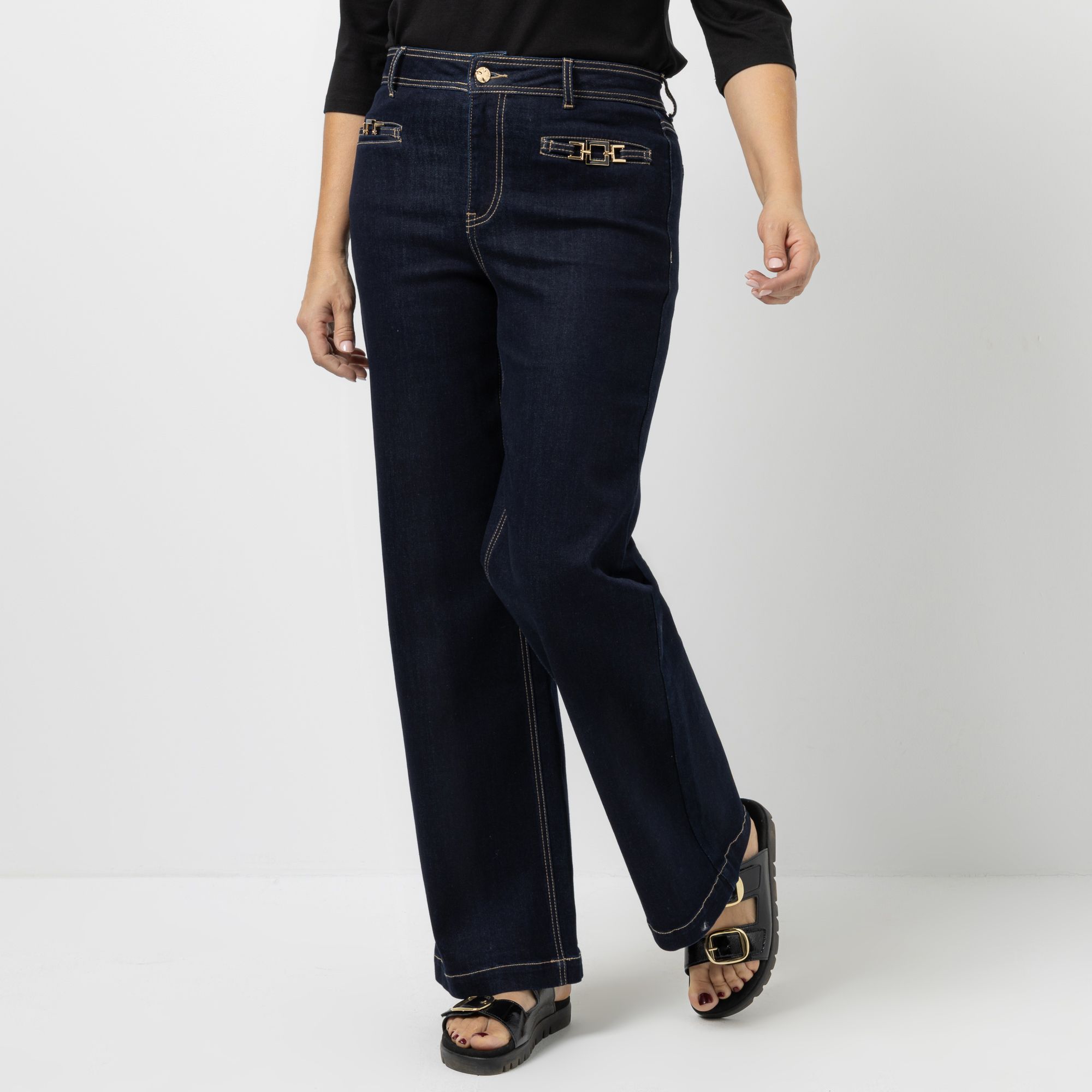 B-Ware KILIAN KERNER SENSES Jeans, lange Form dekorative Schnallen Gesäßtaschen