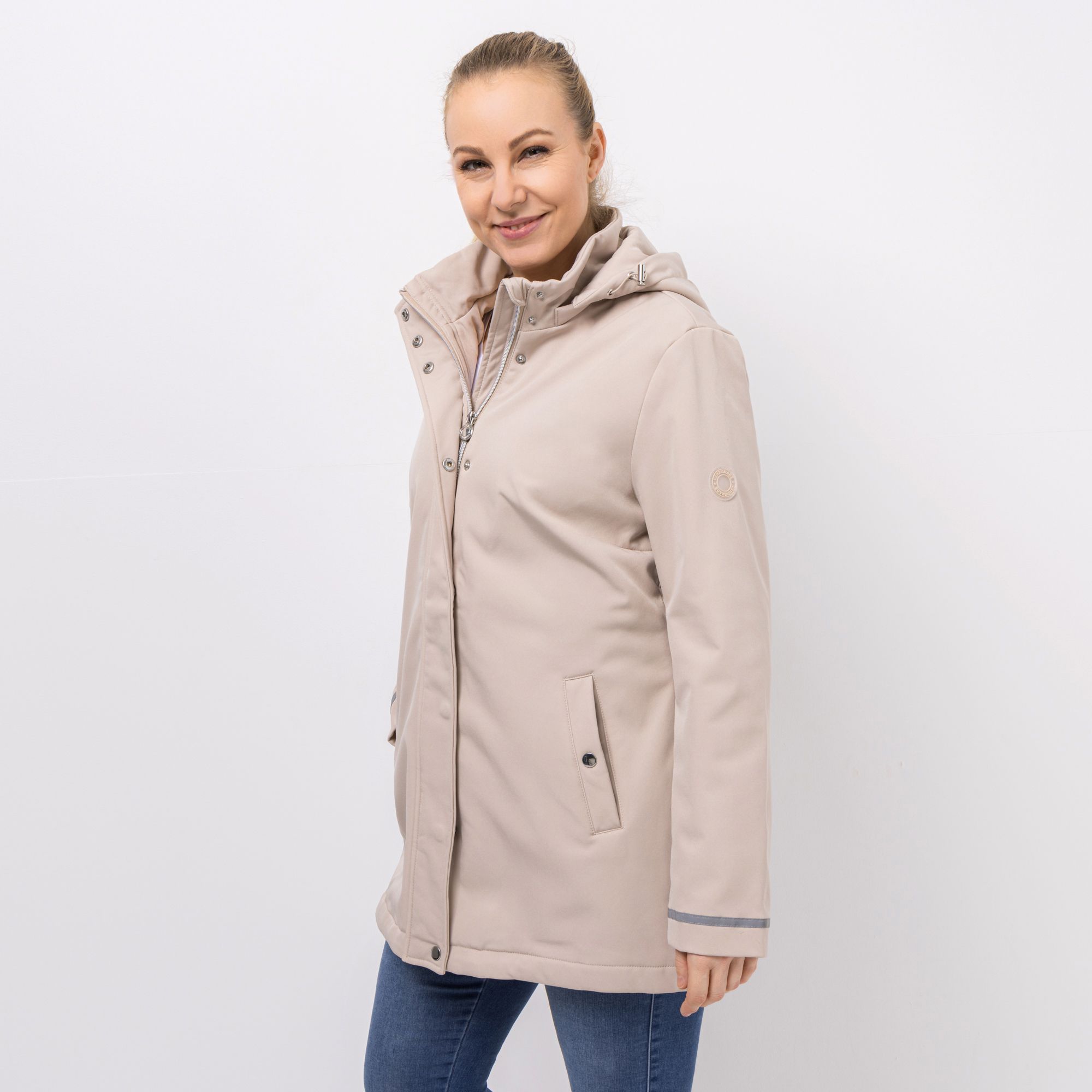 B-Ware CENTIGRADE Softshelljacke lange Form 2-Wege-Reißverschluss