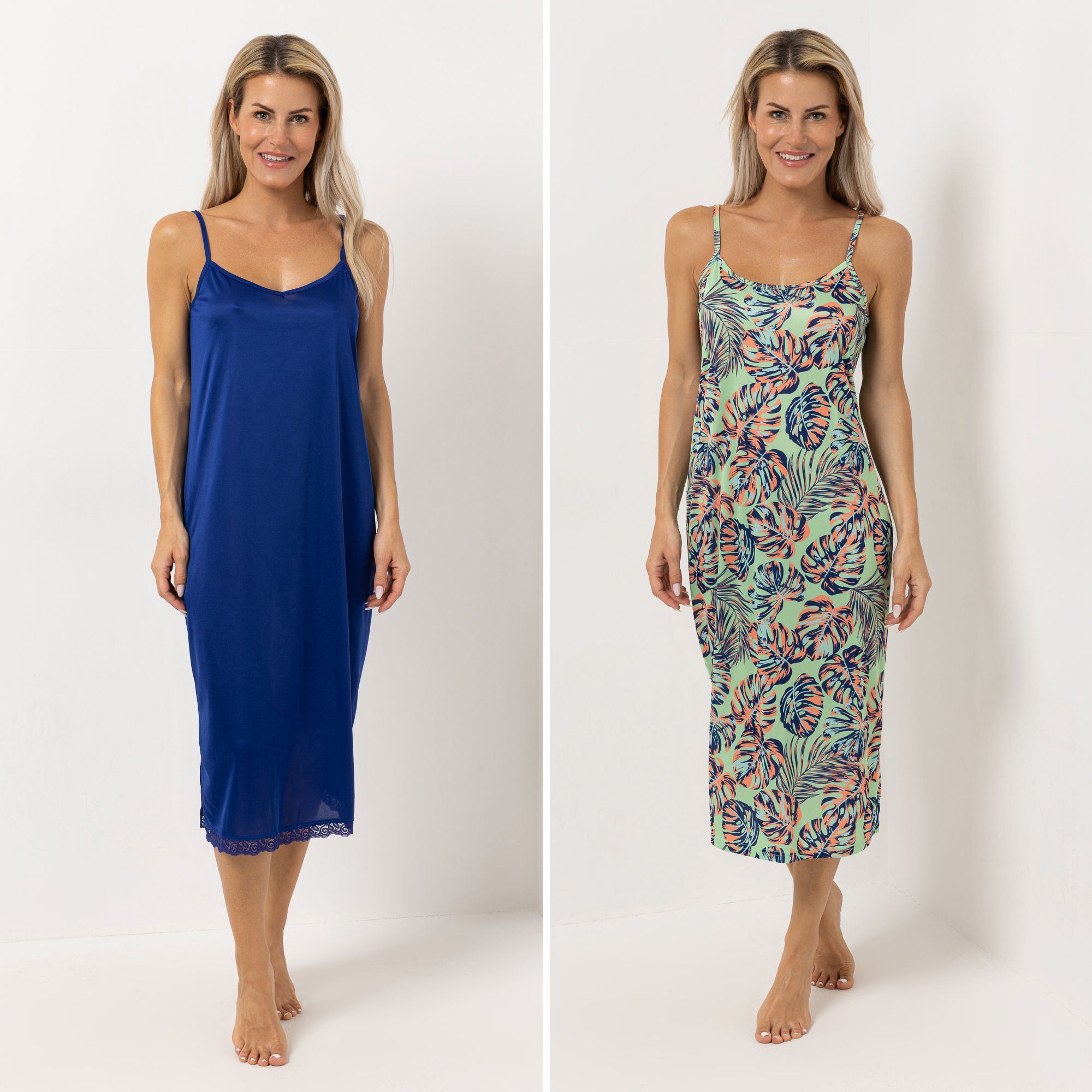 B-Ware LITTLE ROSE 2 Nachthemden Mikrofaser Spaghettiträger