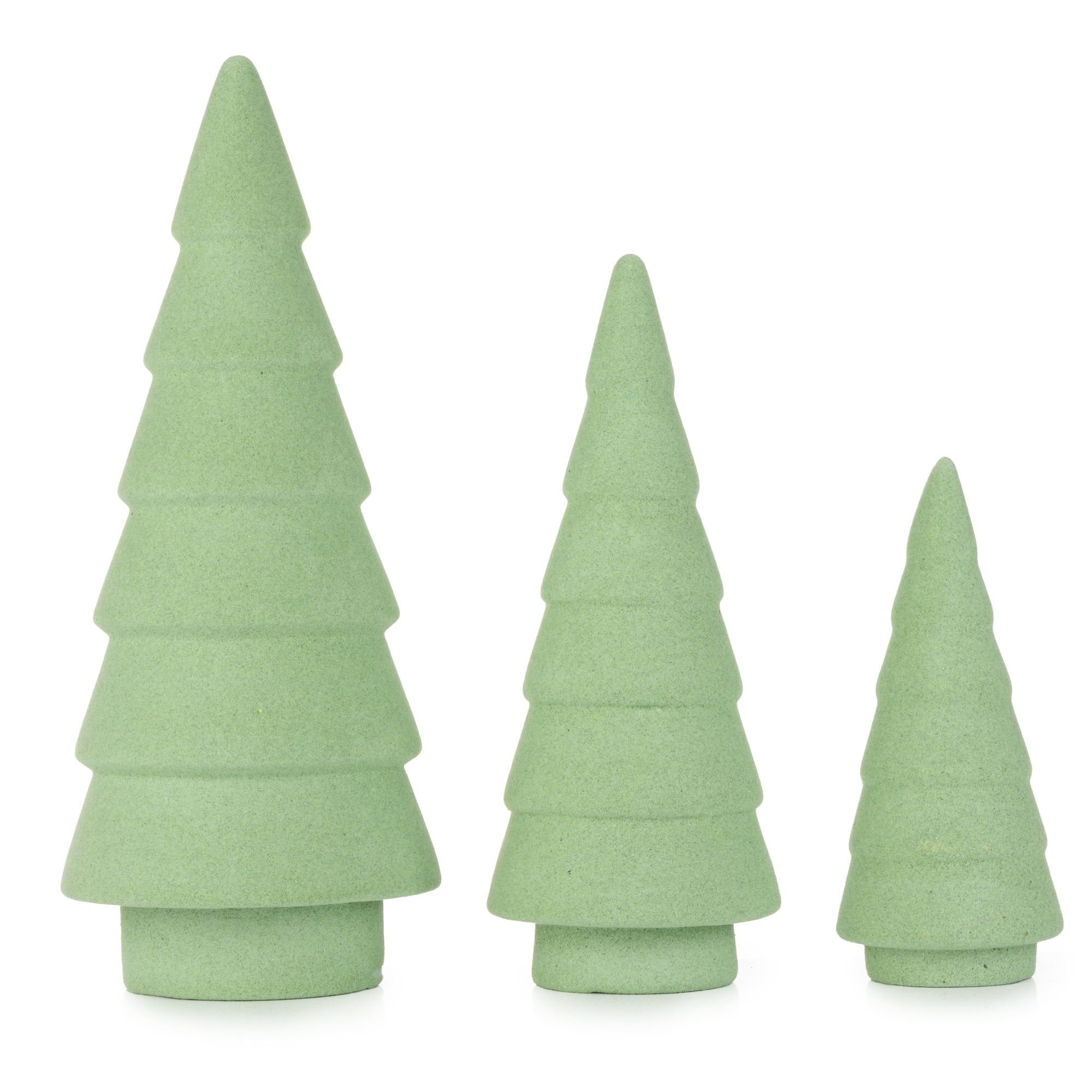 B-Ware ABELLA Xmas 3 Deko-Bäume Samt-Beflockung Keramik