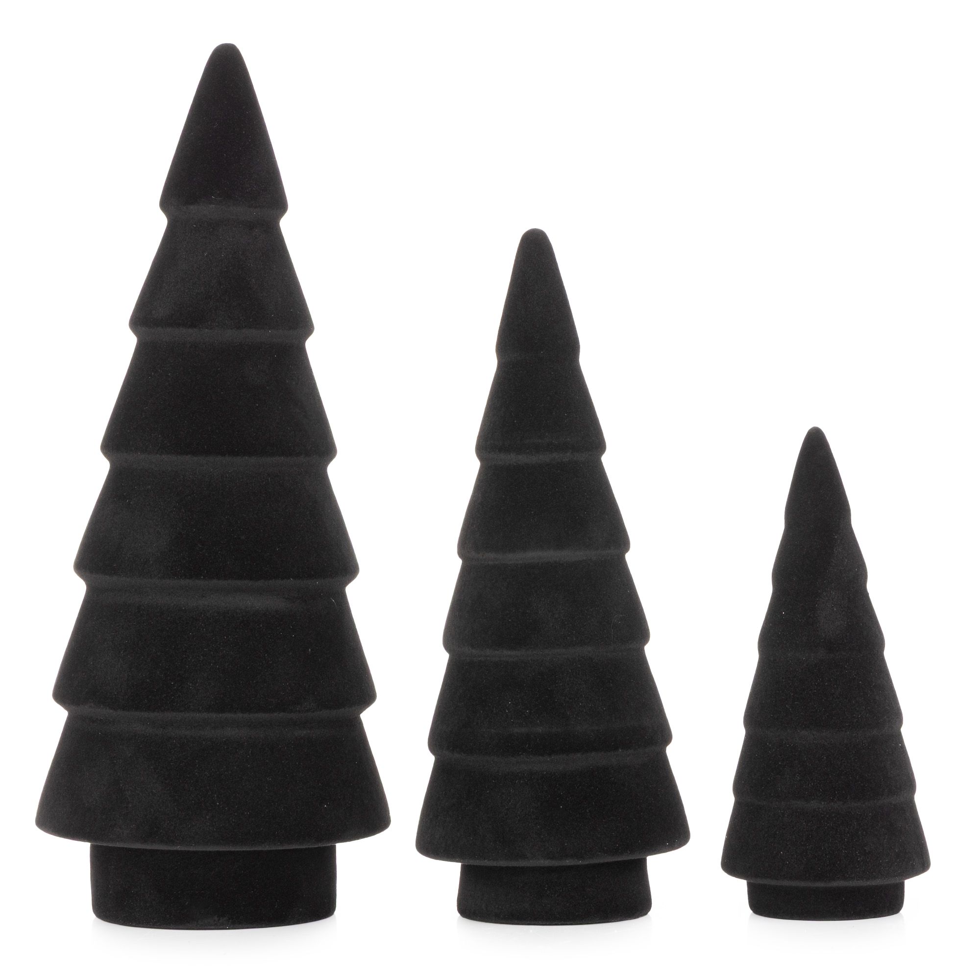 B-Ware ABELLA Xmas 3 Deko-Bäume Samt-Beflockung Keramik