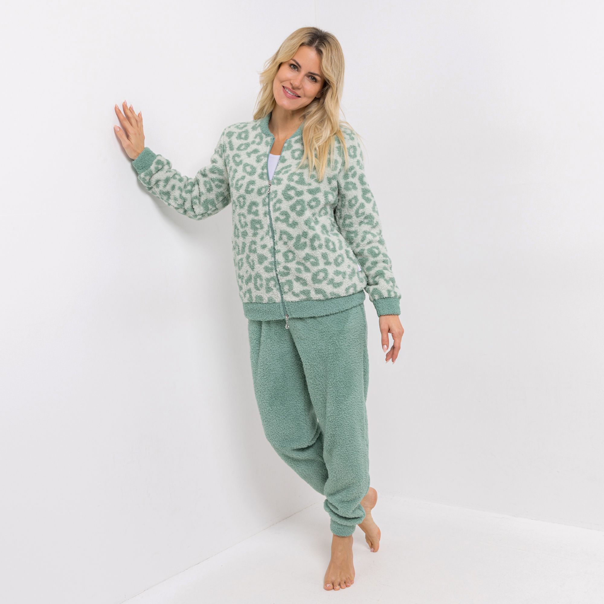 B-Ware COZEE HOME Damen-Hausanzug Leo-Muster MF Fluffy Bouclé