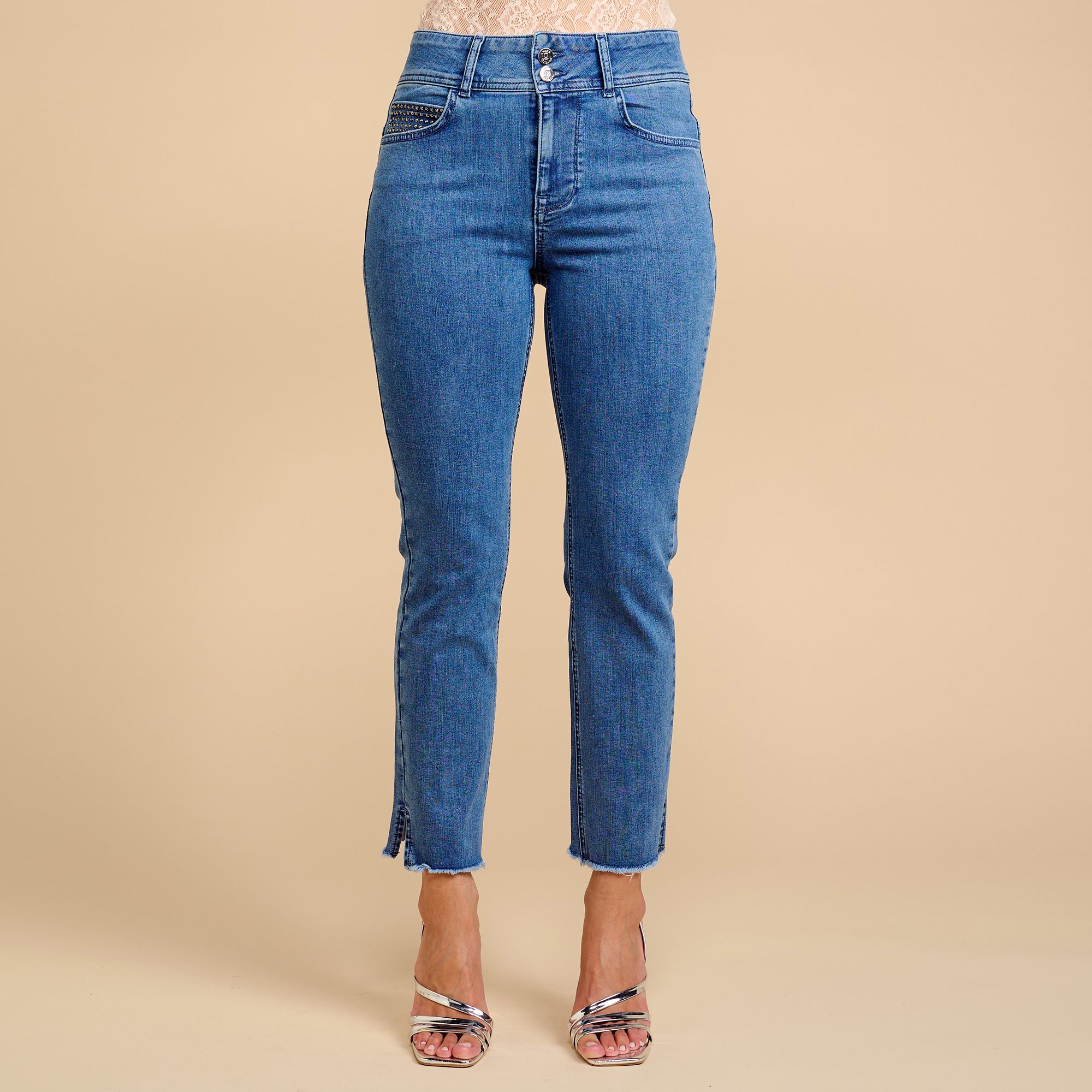 B-Ware SCHIFFHAUER MUNICH® Jeans, 7/8-Länge Las Vegas offener Saum