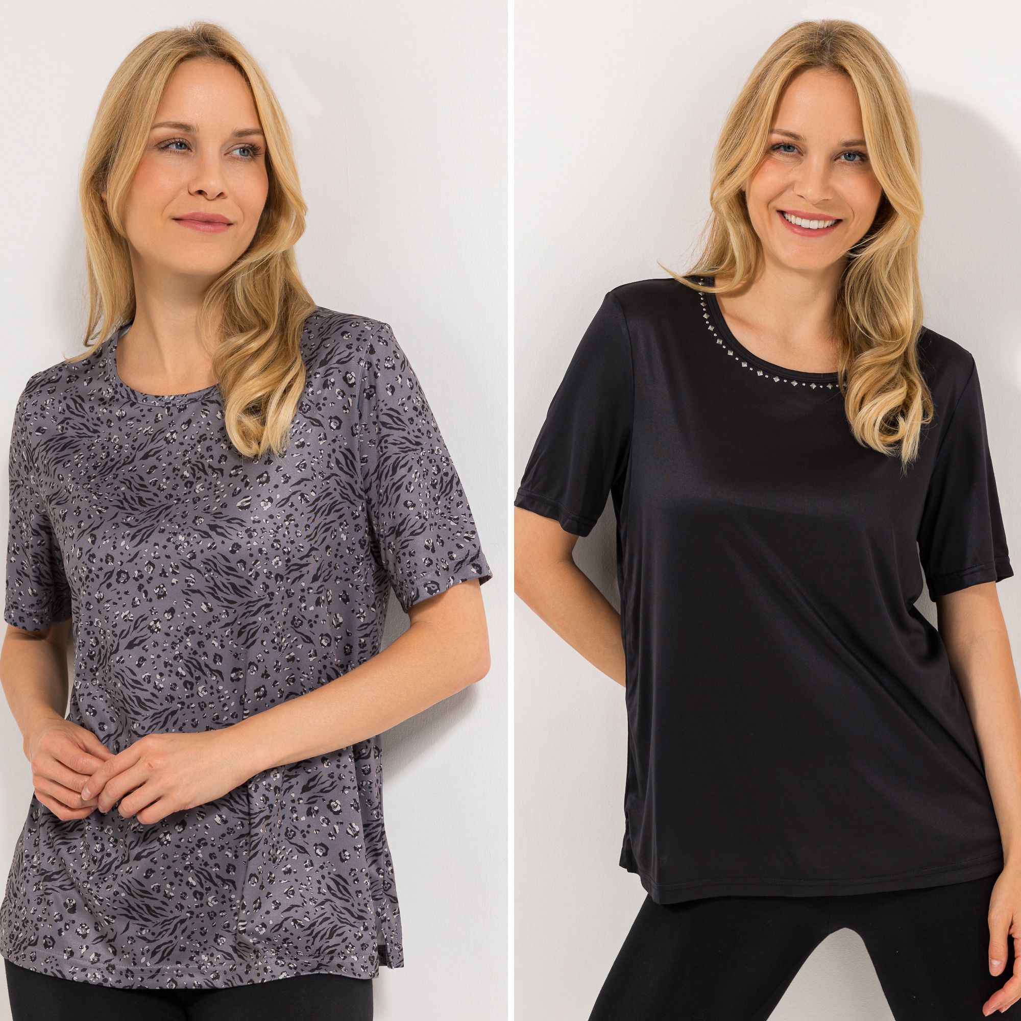 B-Ware JERYMOOD HOMEWEAR 2 Shirts, 1/2-Arm Mikrofaser 1x uni, Nietendetails