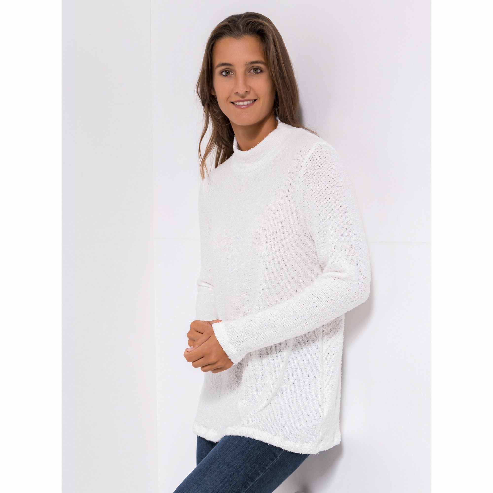 B-Ware KIM & CO. Shirt, Langarm Boucle-Jersey Stehkragen