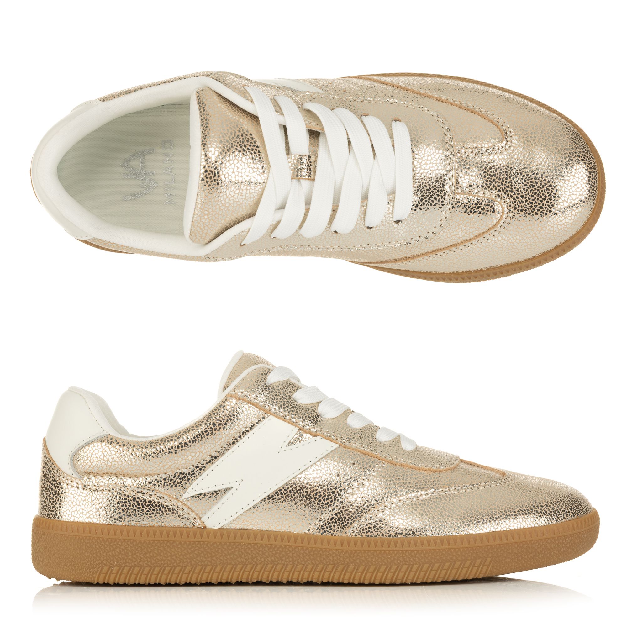 B-Ware VIA MILANO Damen-Sneaker echt Leder Metallic