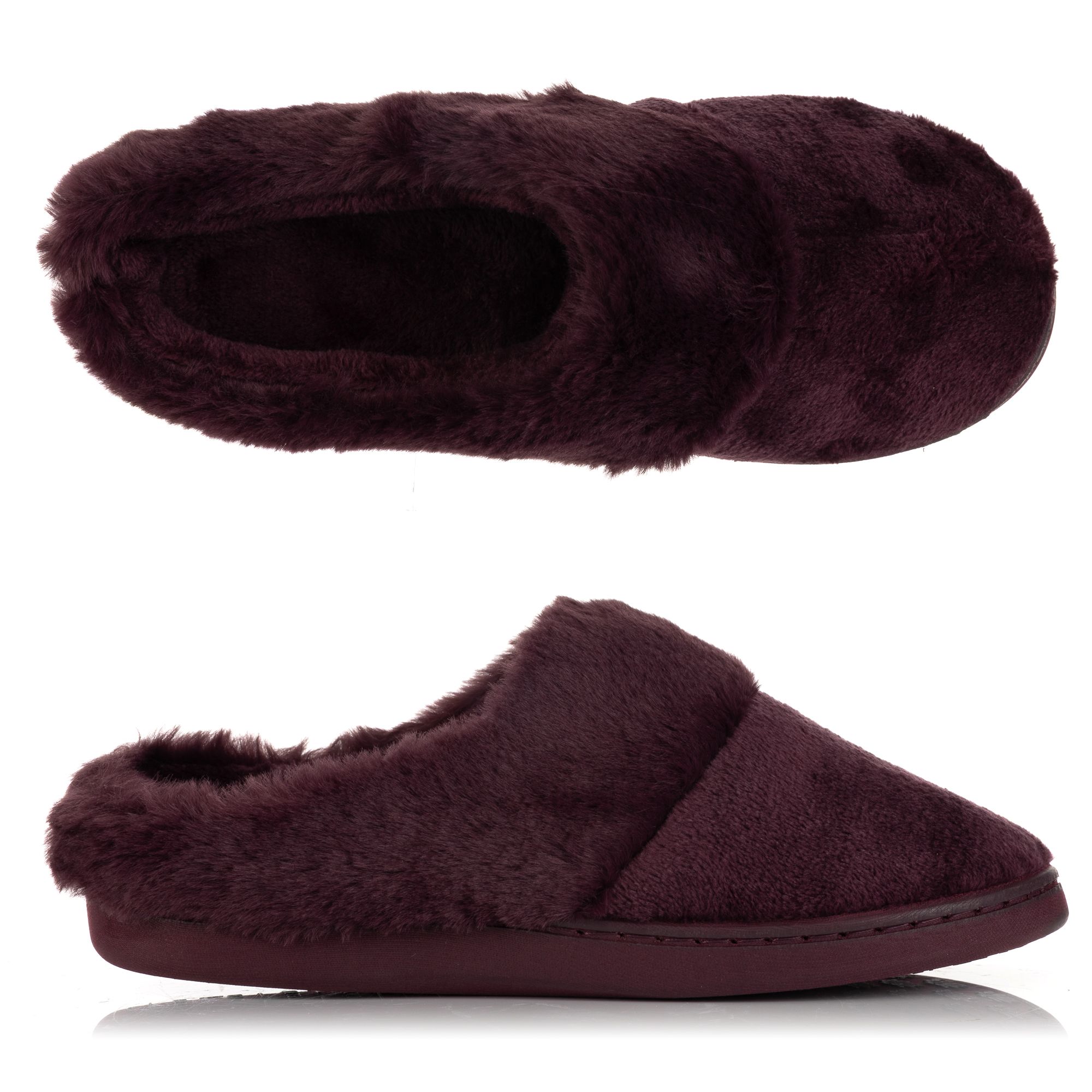 B-Ware MONT CHALET Damen-Hausschuh uni mit Fellbesatz Mikrofaser Chinchilla