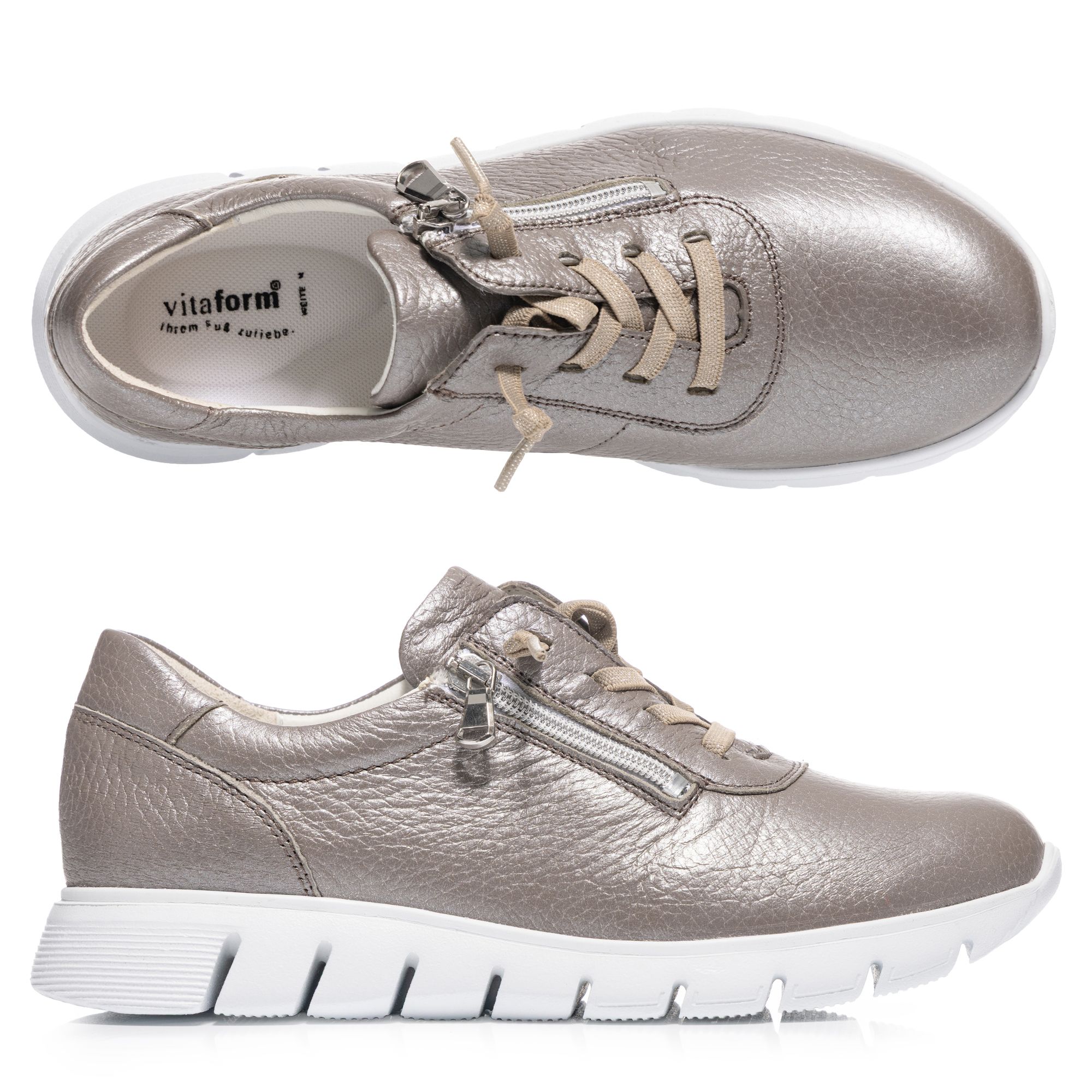 B-Ware VITAFORM Damen-Sneaker Hirschleder Bungee-Schnürung