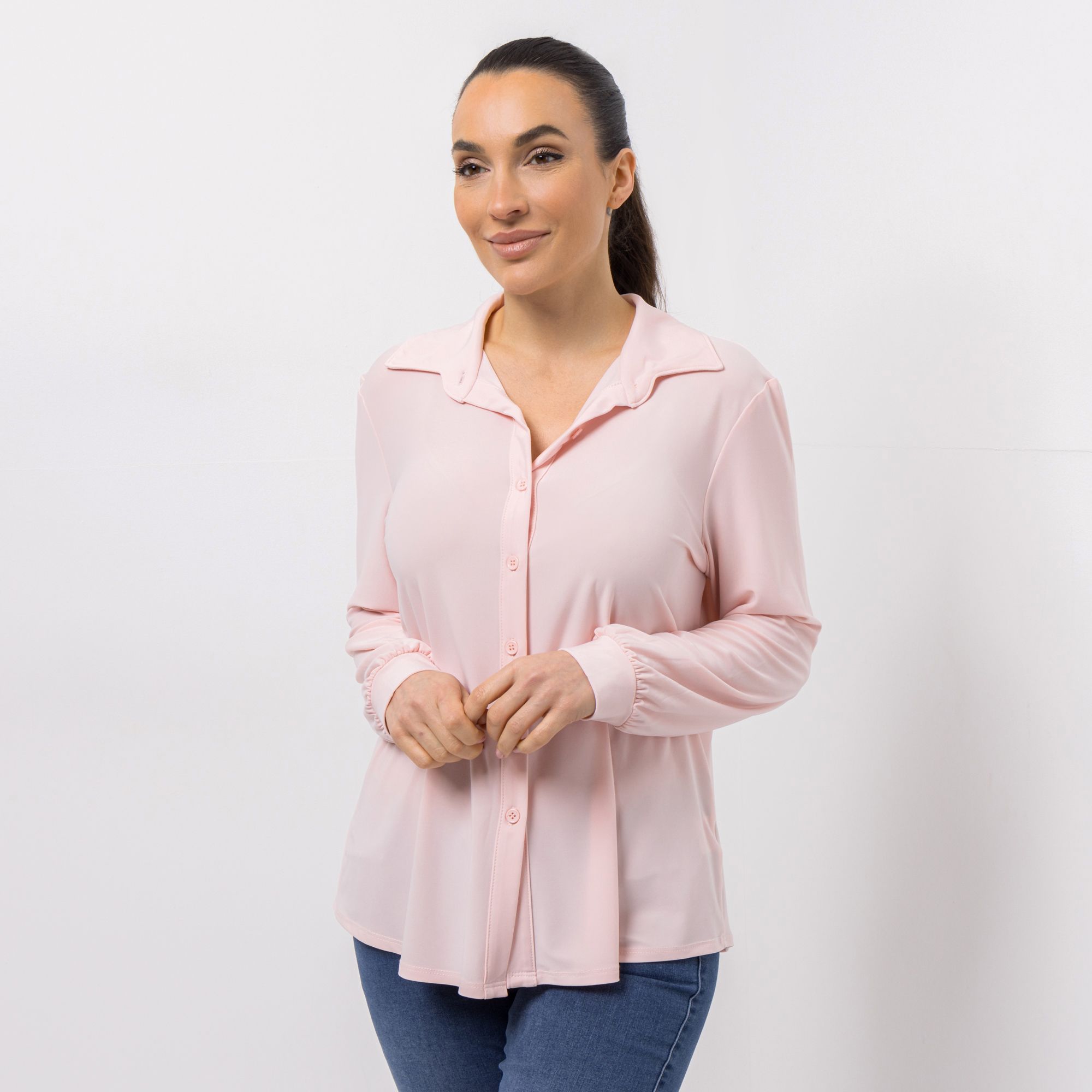 B-Ware KIM & CO. Jerseybluse Deluxe Brazil Knit Knopfleiste