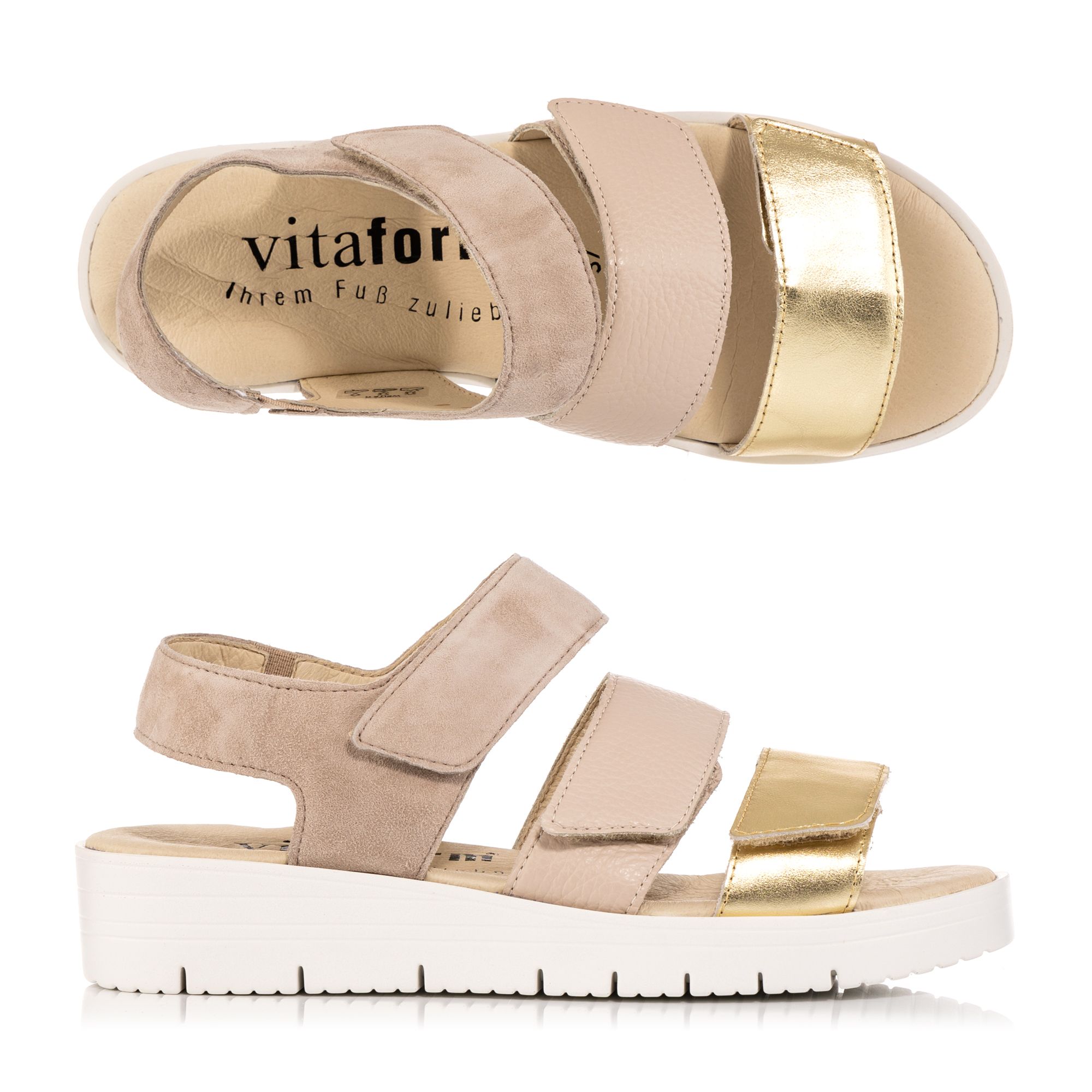 B-Ware VITAFORM Damen-Sandalette echt Leder 3 Klettverschlüsse