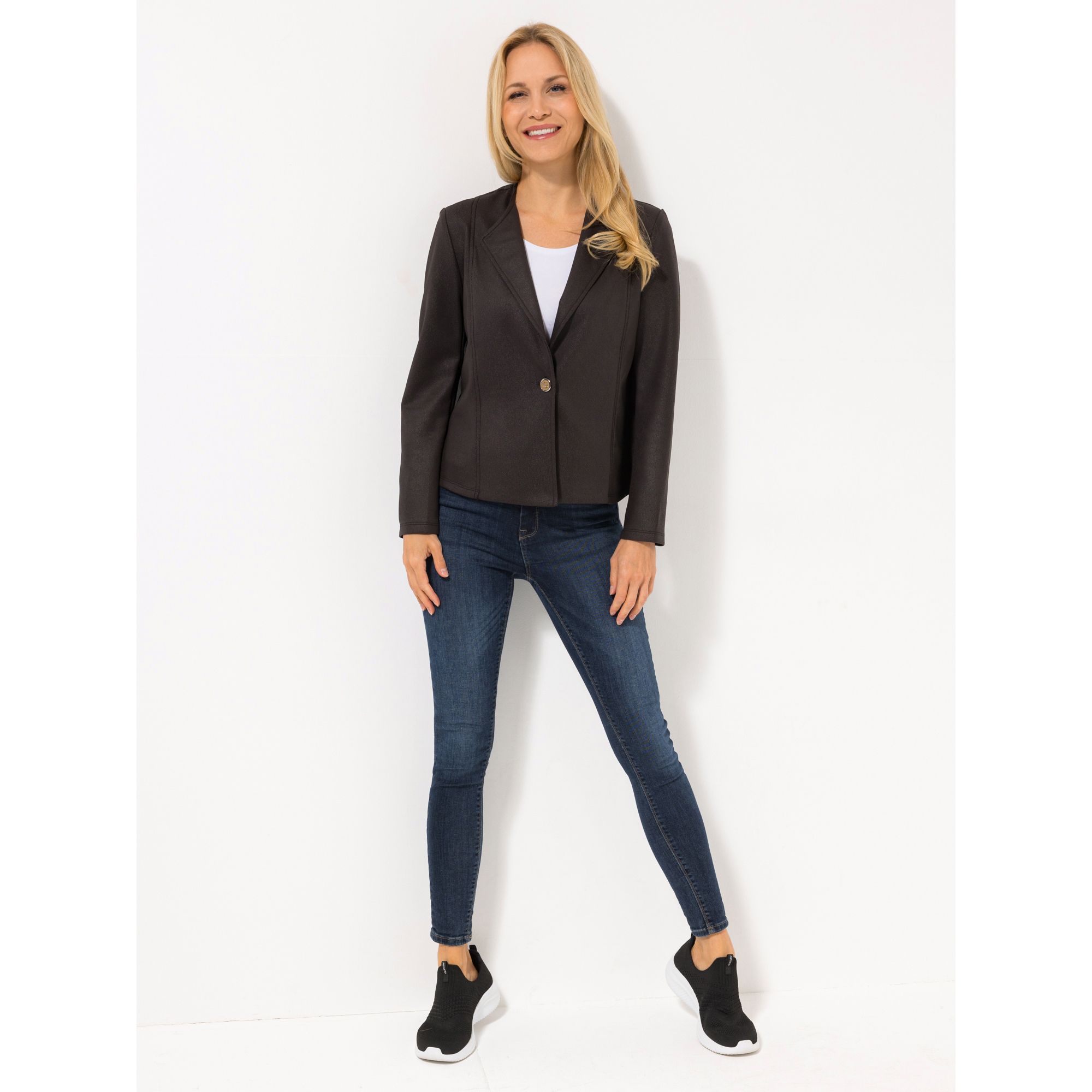 B-Ware KIM & CO. Jacke, Langarm Scuba Leder Optik 1 Knopf Verschluss