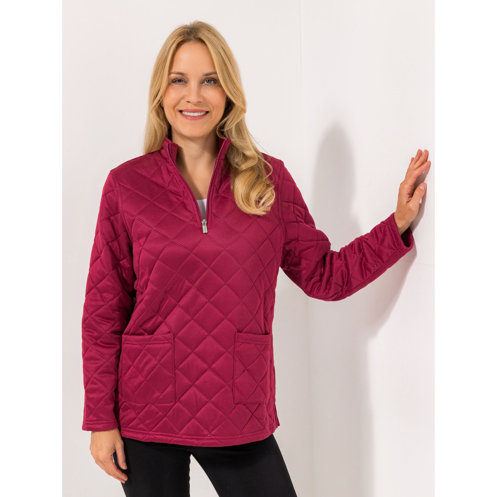 B-Ware JERYMOOD HOMEWEAR Troyer, 1/1-Arm Stehkragen kurzer Reißverschluss