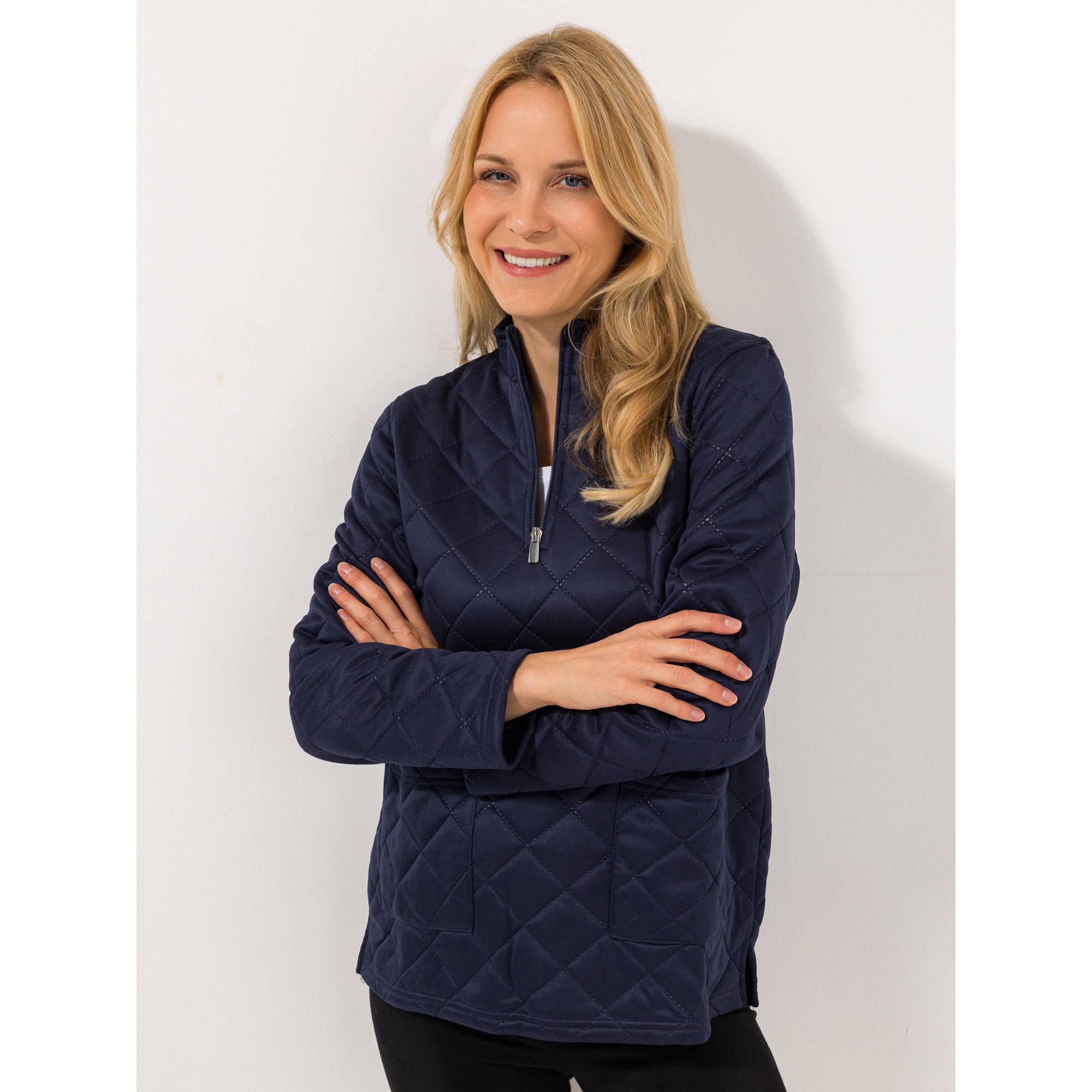 B-Ware JERYMOOD HOMEWEAR Troyer, 1/1-Arm Stehkragen kurzer Reißverschluss