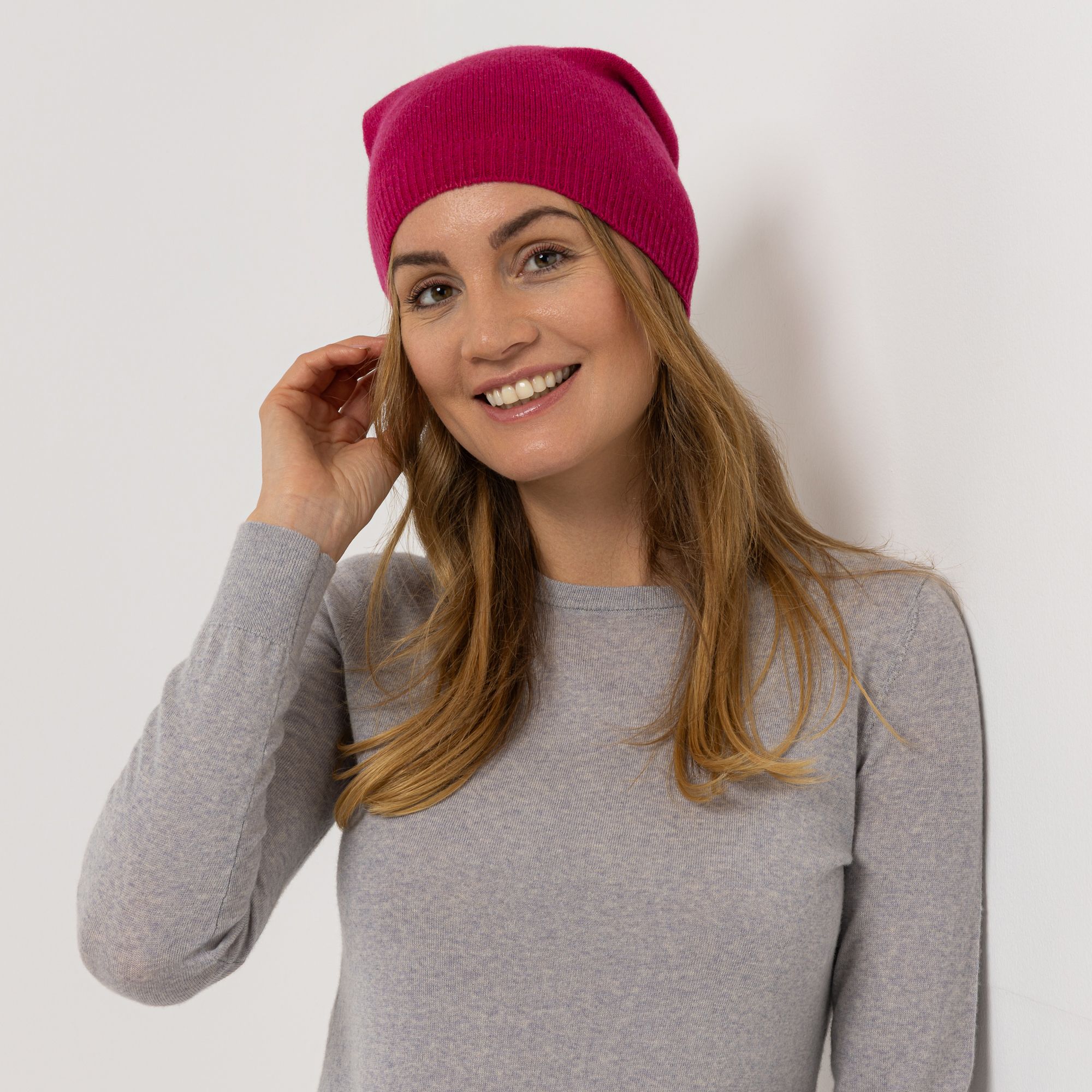 B-Ware VIA MILANO Mütze 100% Kaschmir Rippabschluss