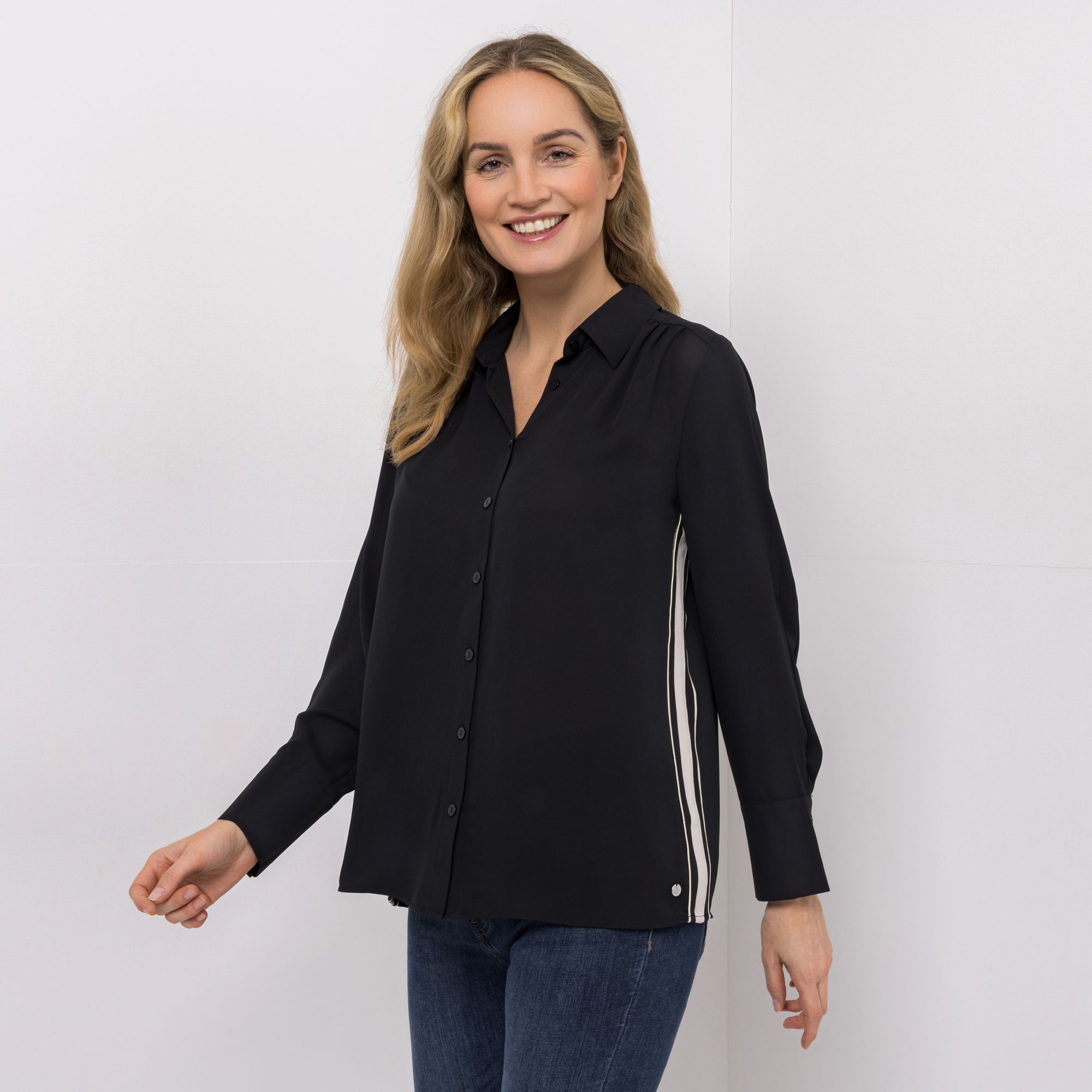 B-Ware EVA LUTZ Bluse Lotte Langarm Galon-Streifen