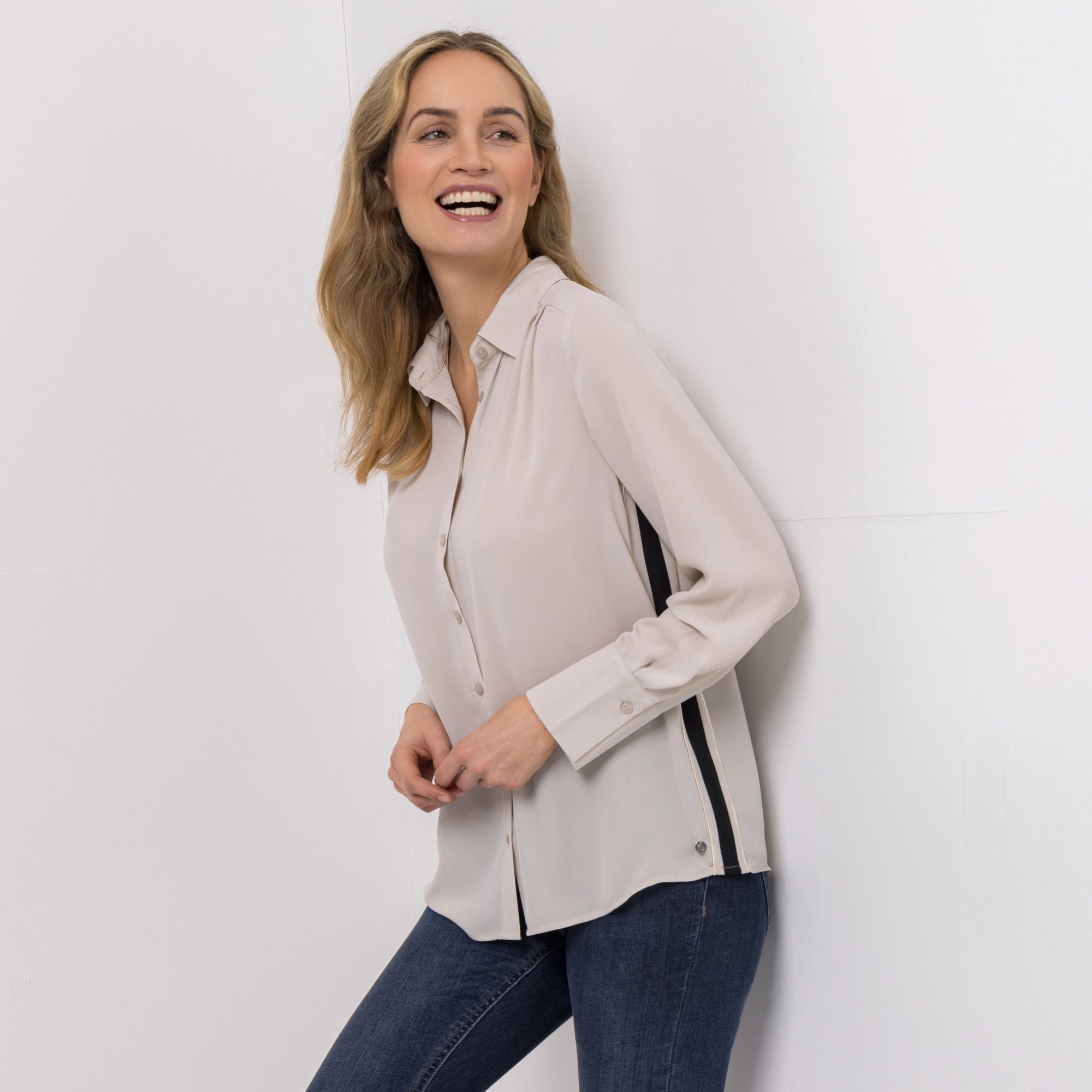 B-Ware EVA LUTZ Bluse Lotte Langarm Galon-Streifen