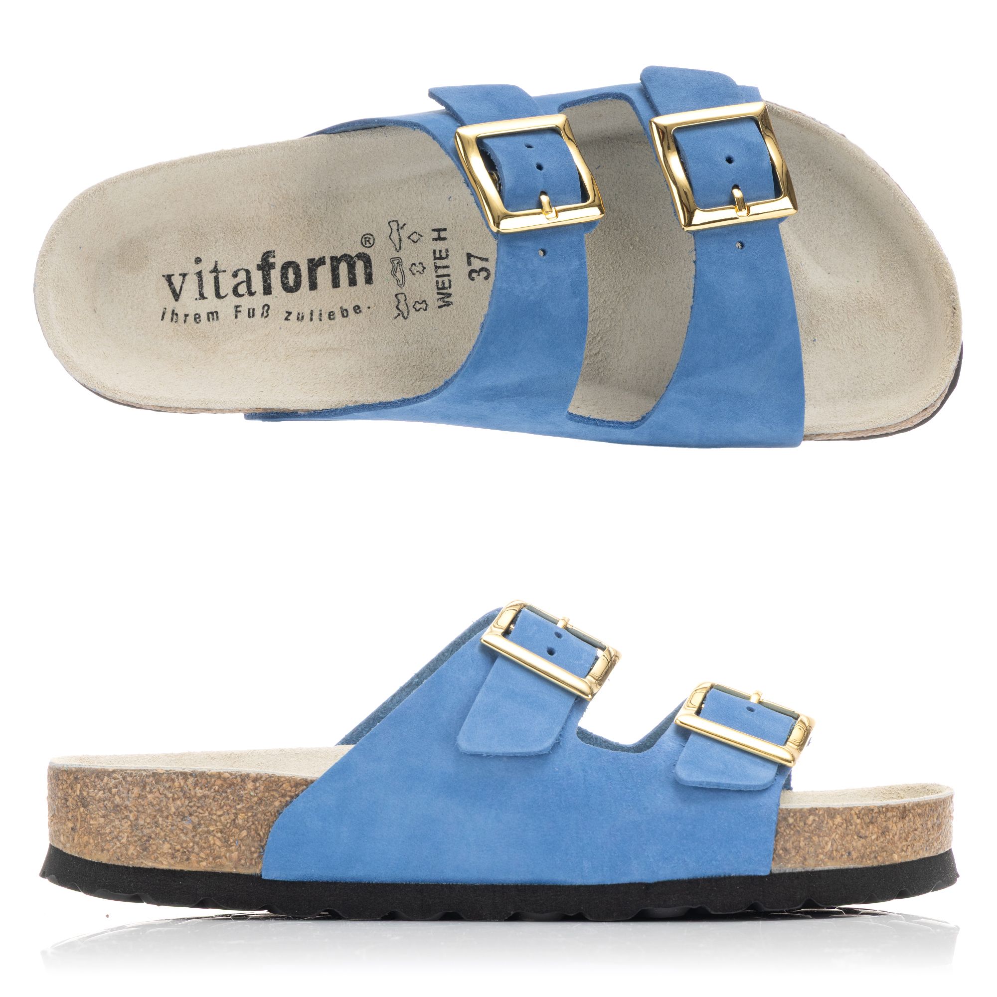 B-Ware VITAFORM Damen-Pantolette Nubukleder 2 Schnallen