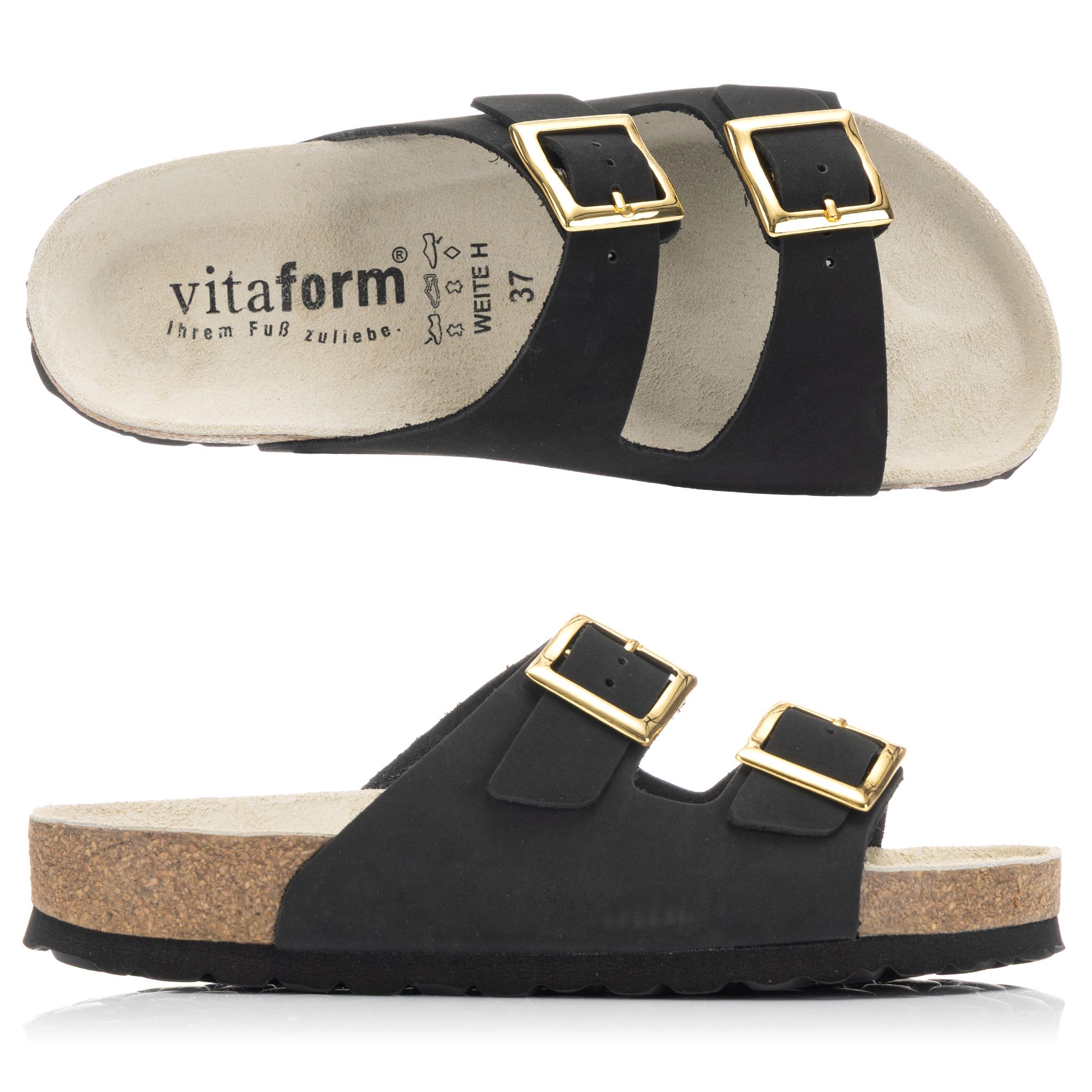 B-Ware VITAFORM Damen-Pantolette Nubukleder 2 Schnallen