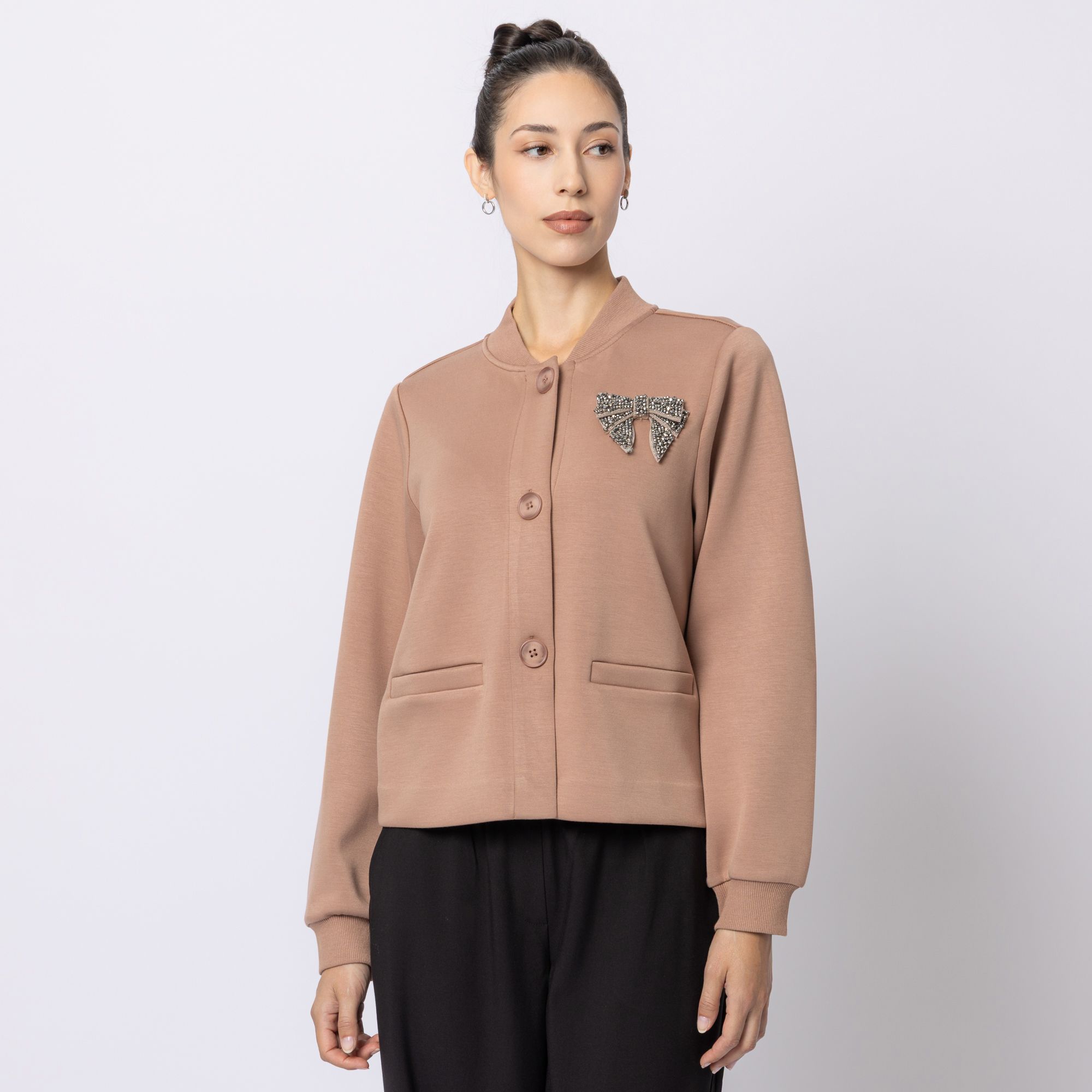 B-Ware STEFFEN SCHRAUT Blouson-Jacke Knopfleiste Schleifenbrosche
