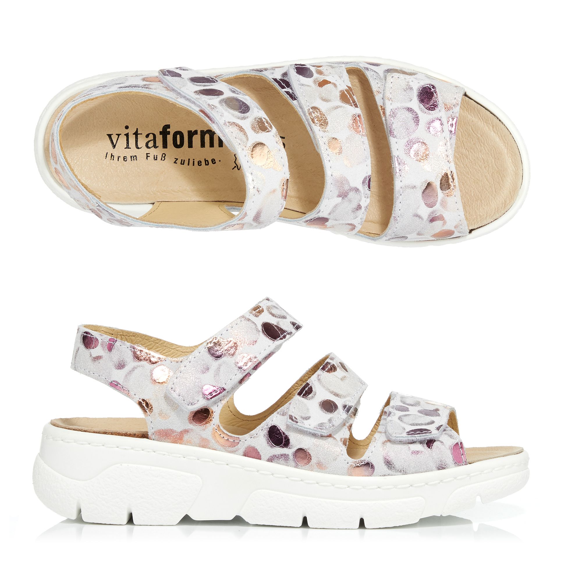 B-Ware VITAFORM Damen-Sandalette Veloursleder Klettriemen