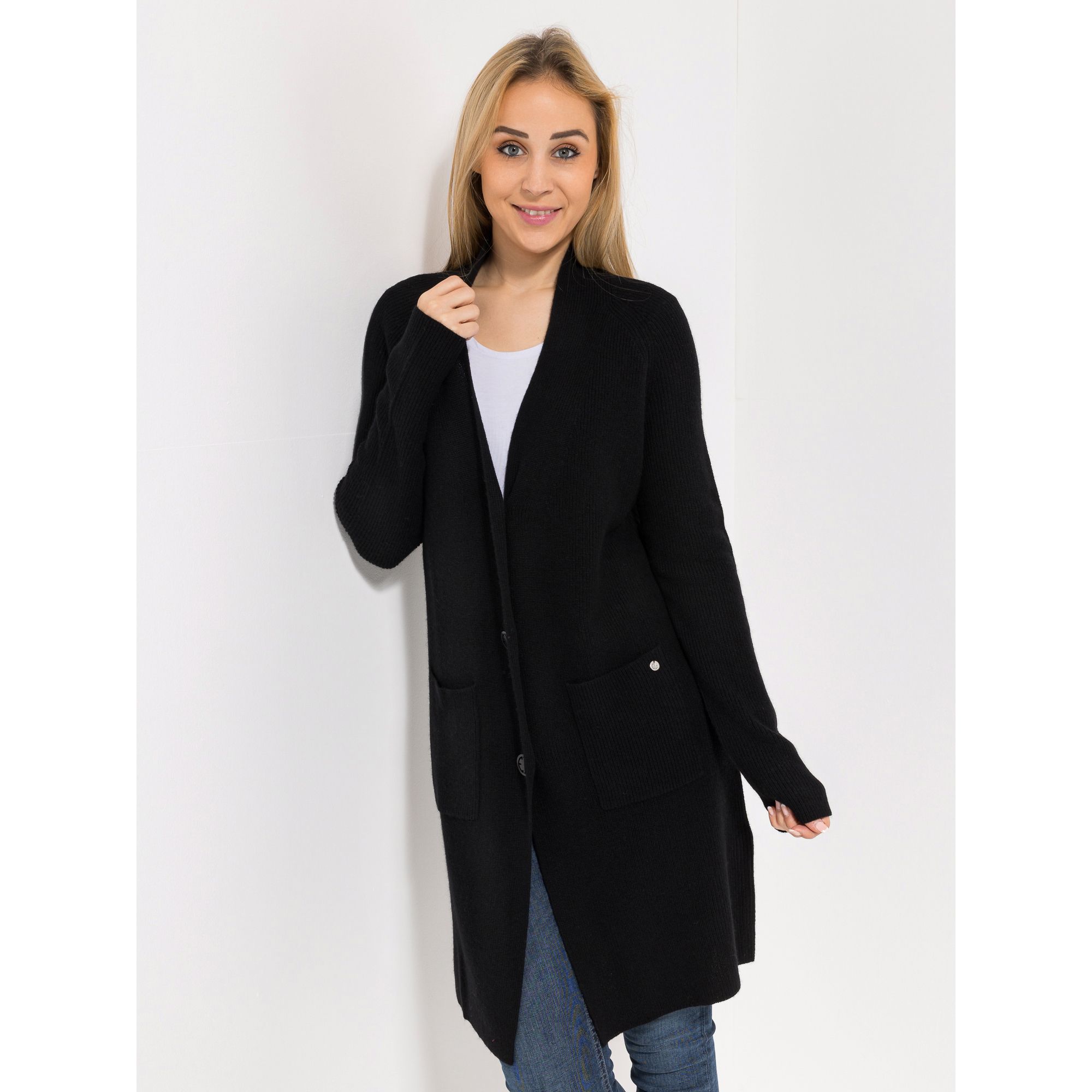 B-Ware EVA LUTZ Strickmantel Knopfleiste V-Ausschnitt