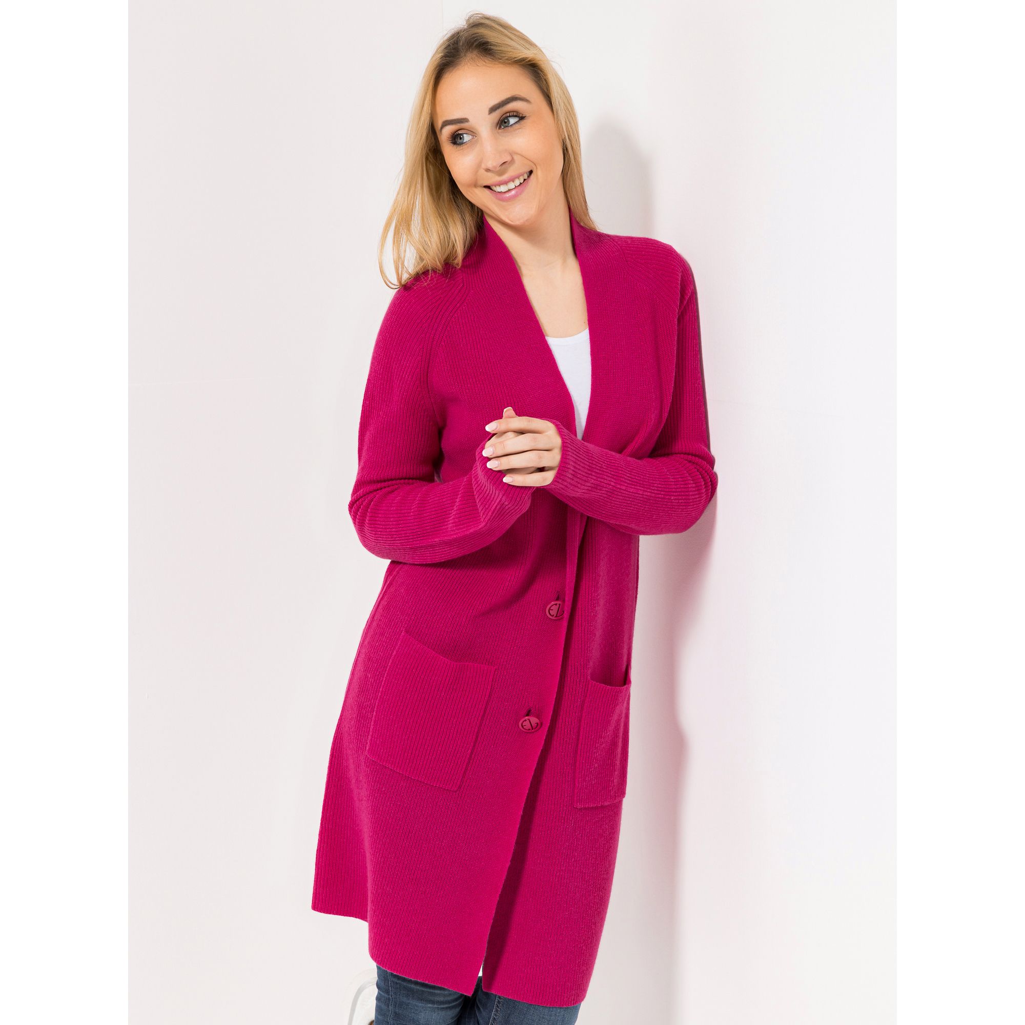 B-Ware EVA LUTZ Strickmantel Knopfleiste V-Ausschnitt