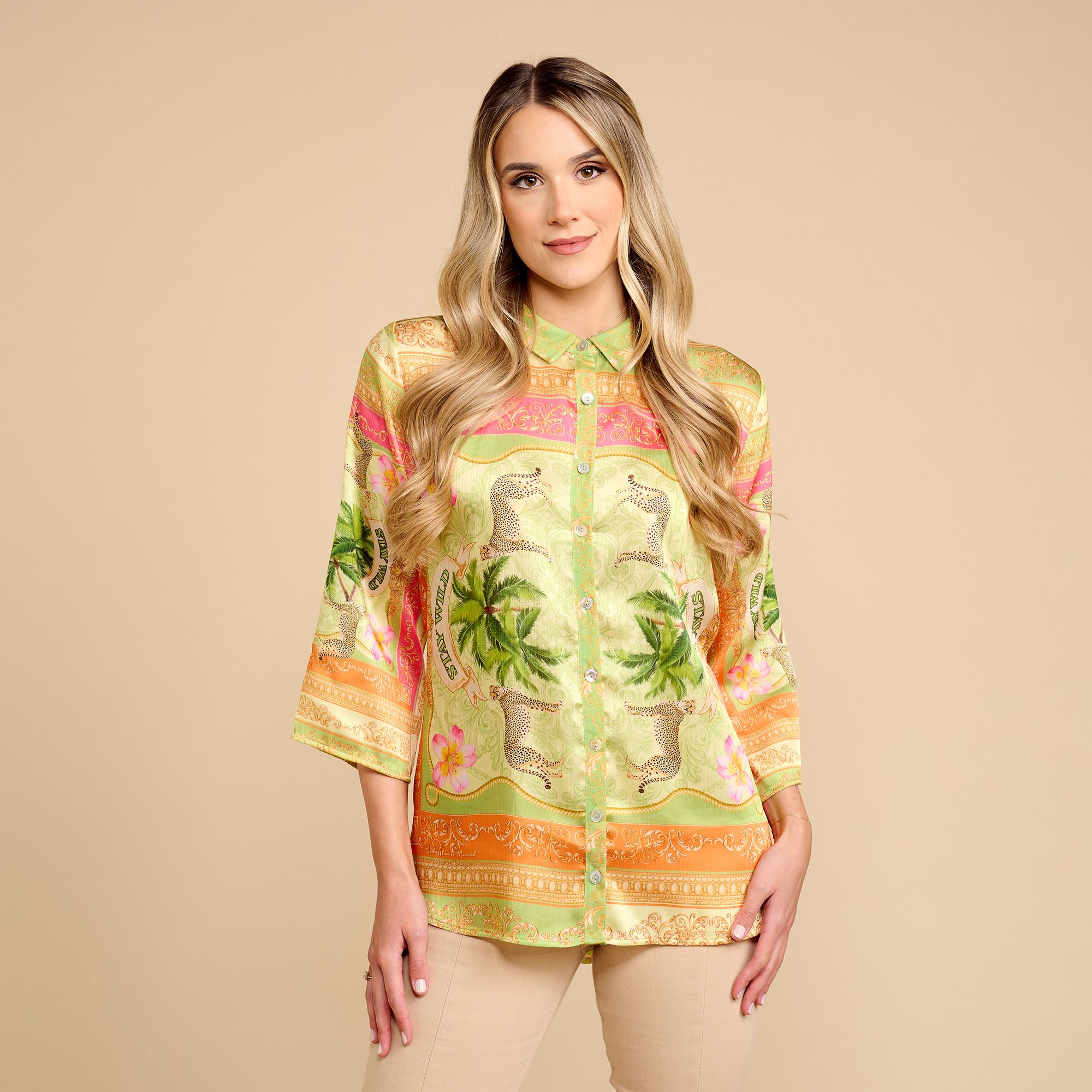 B-Ware SCHIFFHAUER MUNICH® Bluse, 3/4-Arm Hemdkragen Knopfleiste