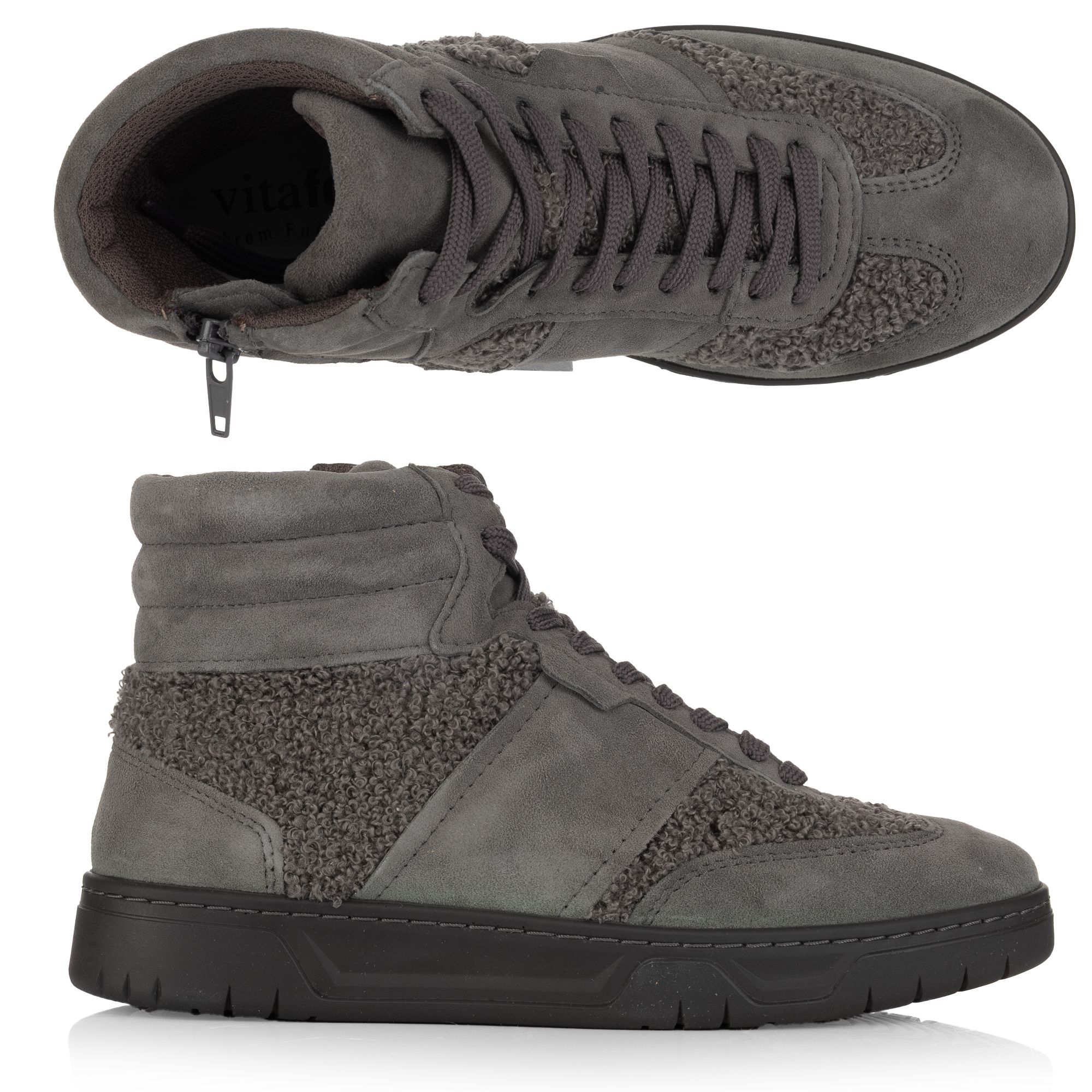 B-Ware VITAFORM Damen-HIghtopsneaker Leder/Teddyfell Reißverschluss