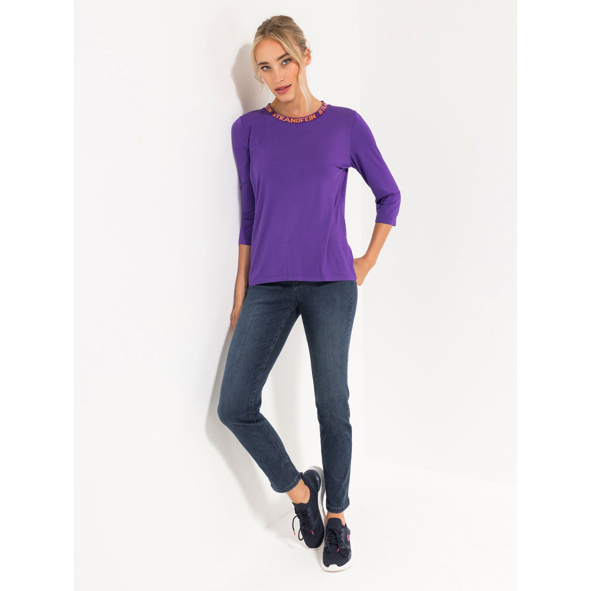 B-Ware STRANDFEIN Shirt, 3/4 Arm Rundhalsausschnitt mit Logo Tape