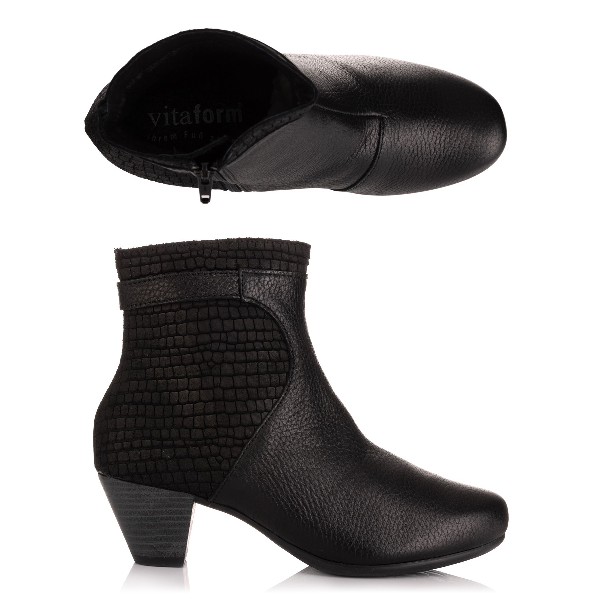 B-Ware VITAFORM Damen-Stiefelette Hirschleder/ Velours Krokoprägung