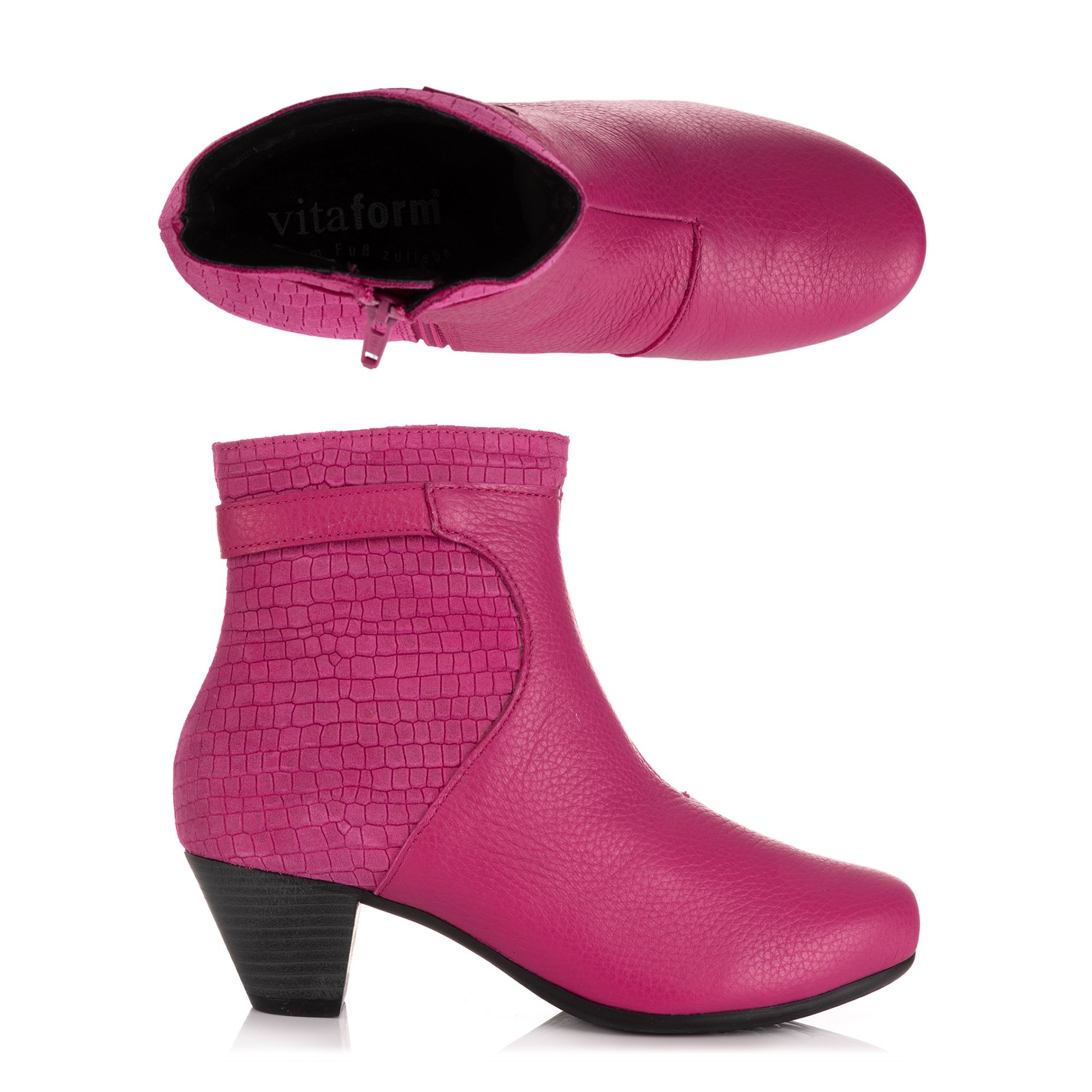 B-Ware VITAFORM Damen-Stiefelette Hirschleder/ Velours Krokoprägung