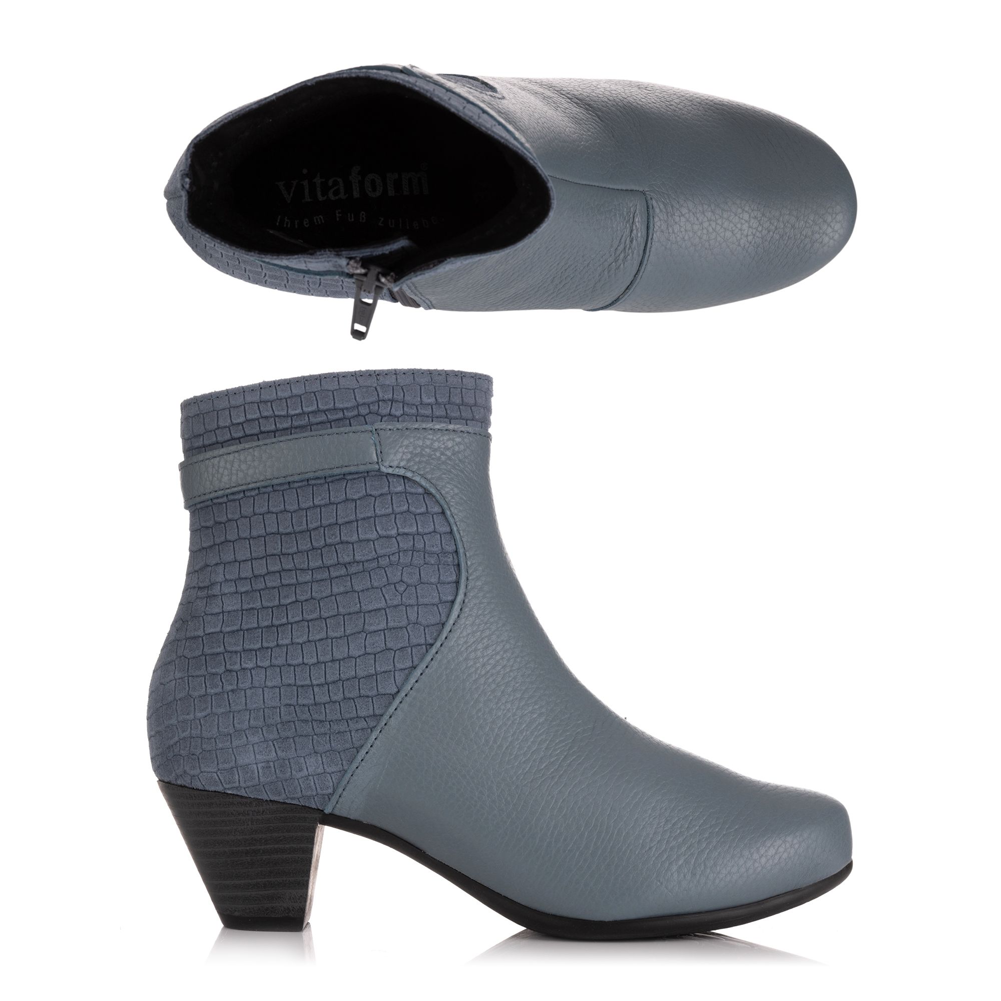 B-Ware VITAFORM Damen-Stiefelette Hirschleder/ Velours Krokoprägung