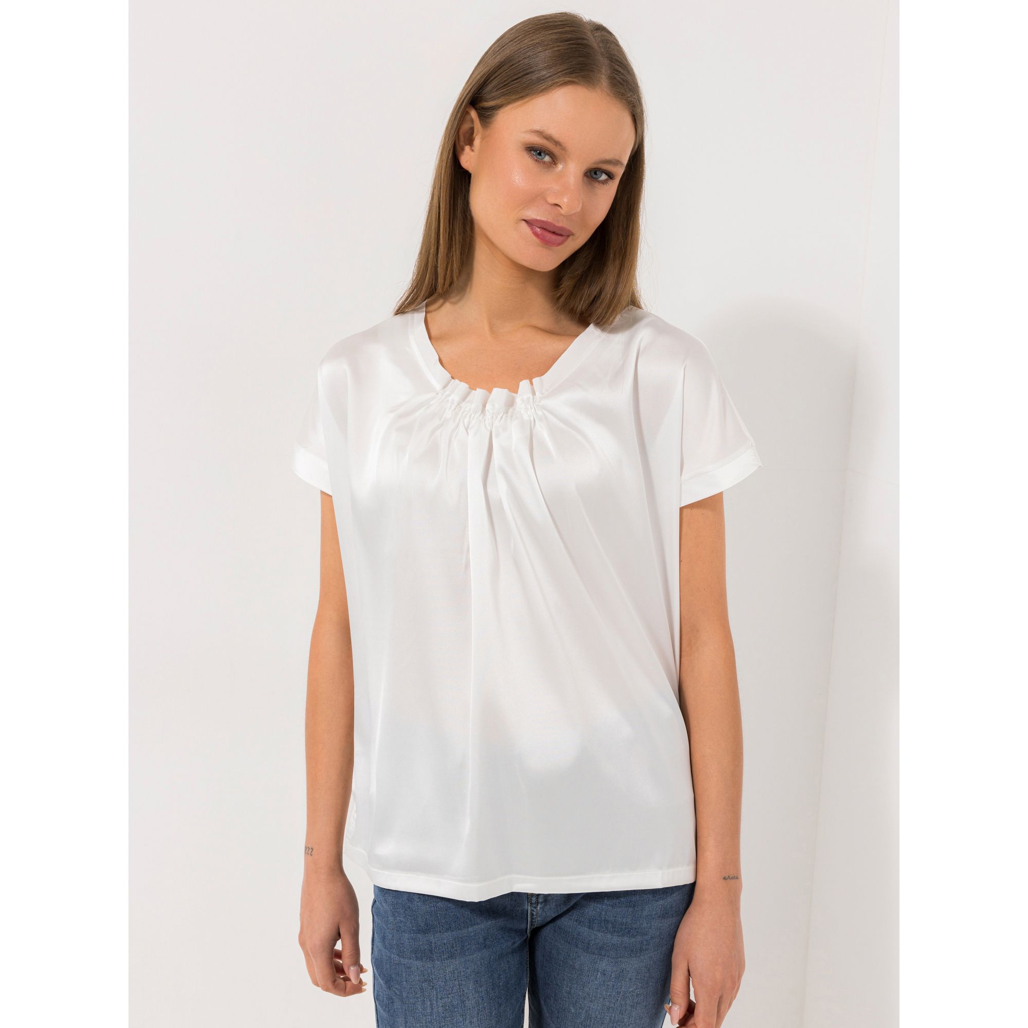 B-Ware STEFFEN SCHRAUT Blusenshirt, 1/2-Arm Raffung am Ausschnitt OEKO-TEX®