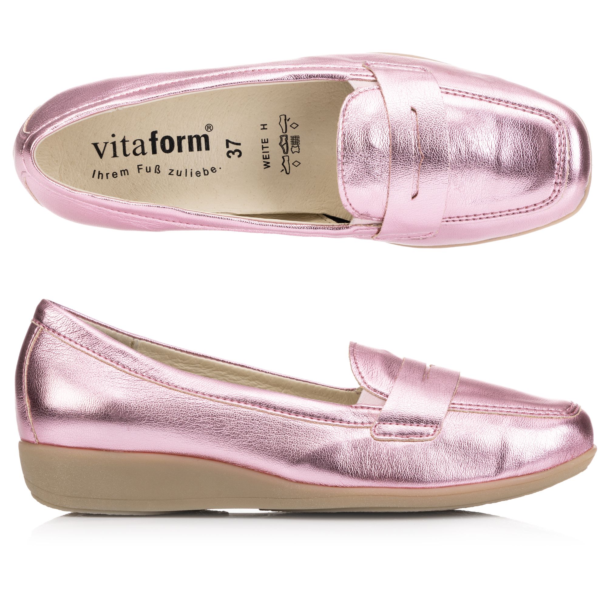 B-Ware VITAFORM Damen-Slipper Stretchmaterial Metallic