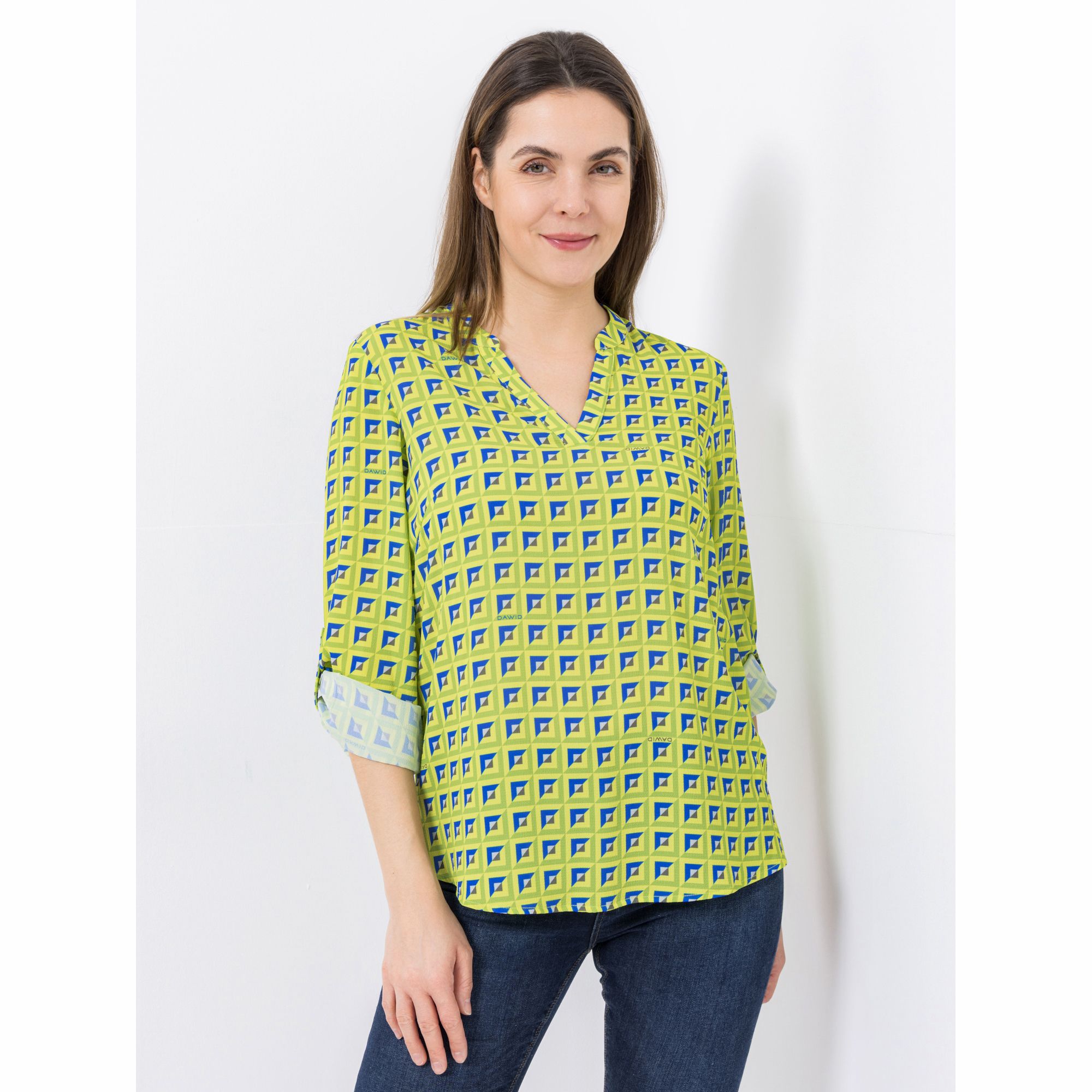 B-Ware DAWID by Dawid Tomaszewski Bluse, V-Ausschnitt Manschette