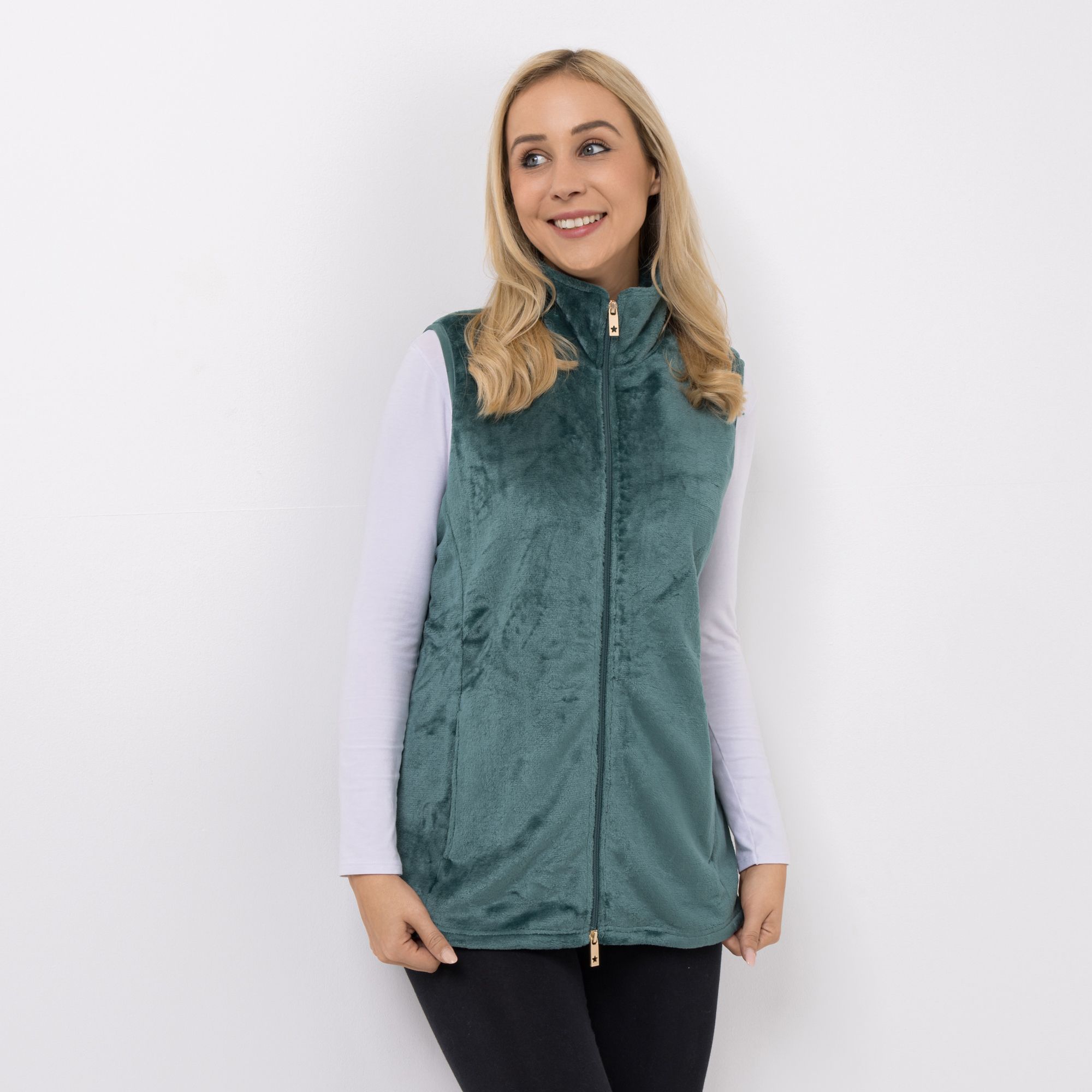 B-Ware MONT CHALET Damen-Weste uni Mikrofaser Chinchilla