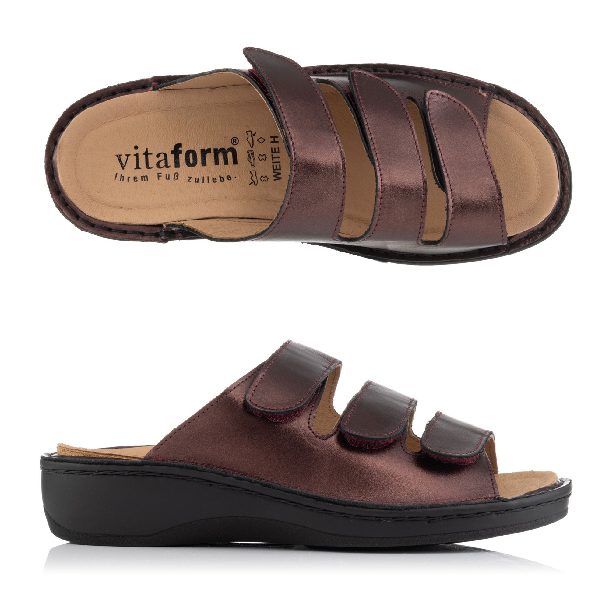 B-Ware VITAFORM Damen-Pantolette Nappaleder Metallic