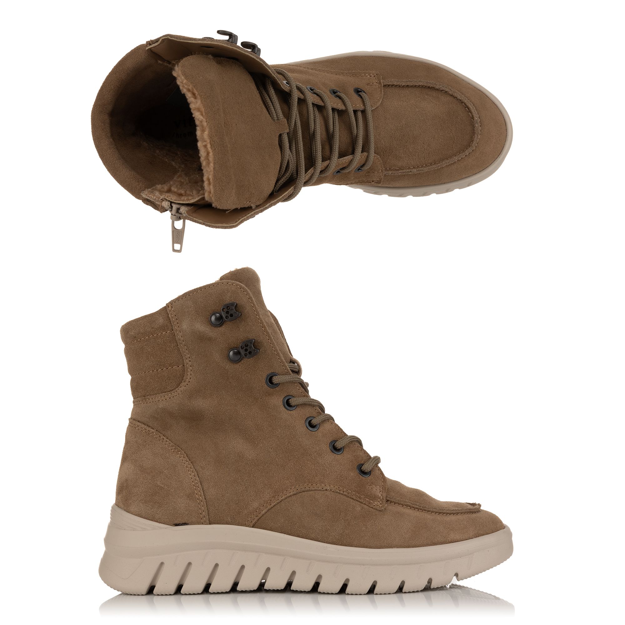 B-Ware VITAFORM Damen-Stiefel Veloursleder Schnürung