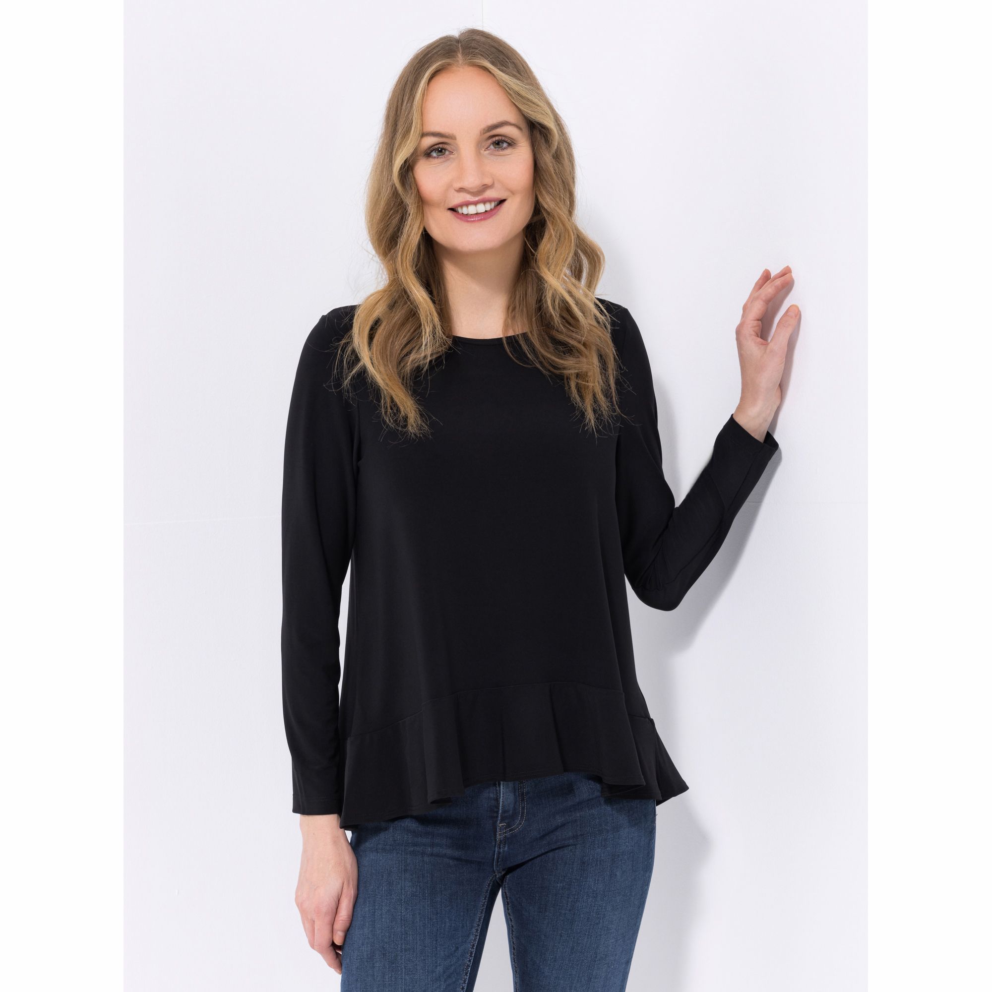 B-Ware KIM & CO. Shirt, Langarm Deluxe Brazil Knit Schösschen am Saum