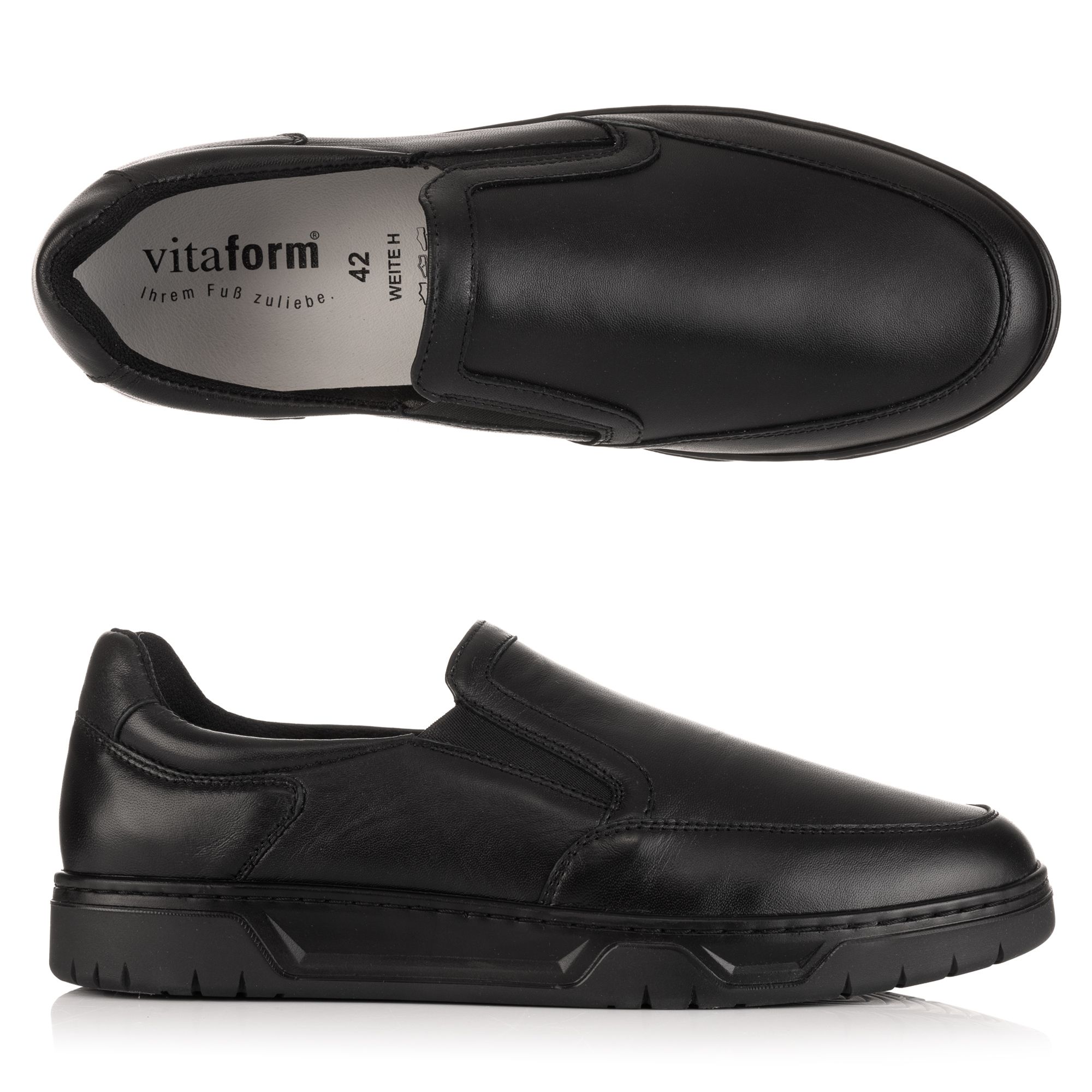 B-Ware VITAFORM Herren-Slipper Nappaleder Elastikeinsätze